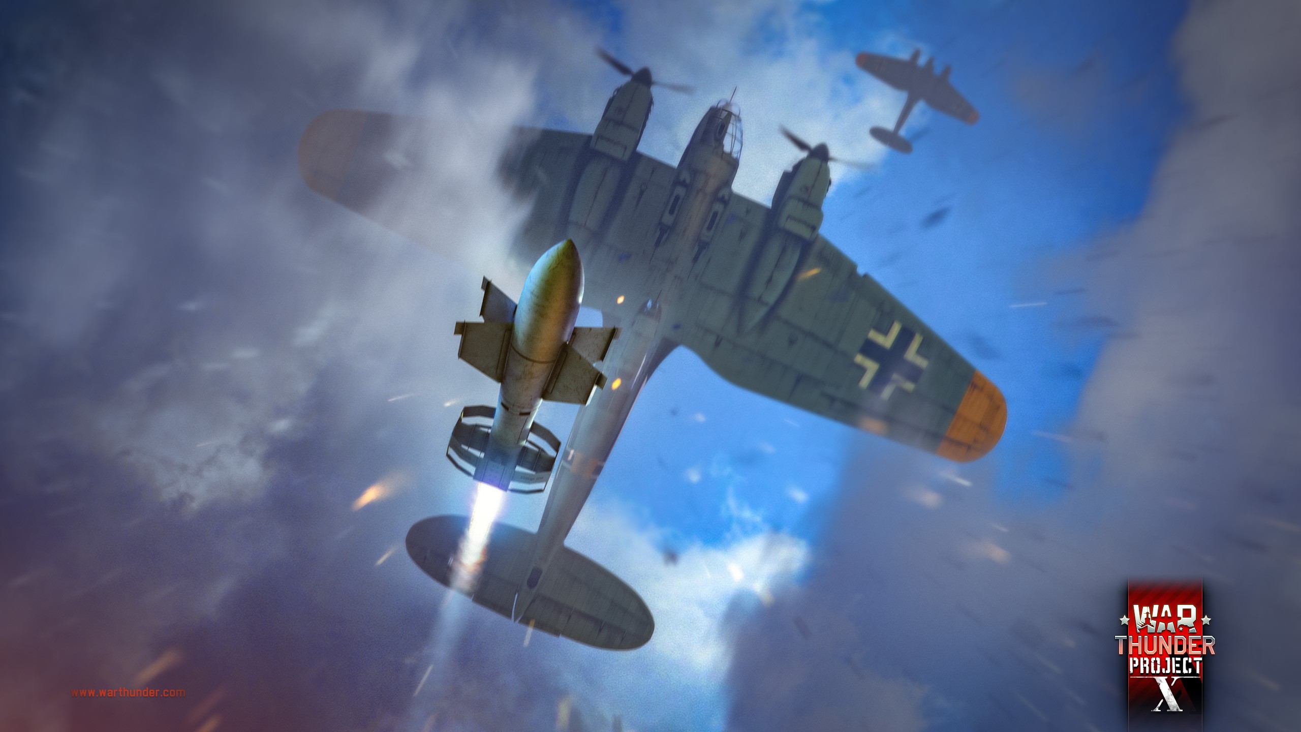 German bomber dropping a bomb in War Thunder HD Wallpaper
