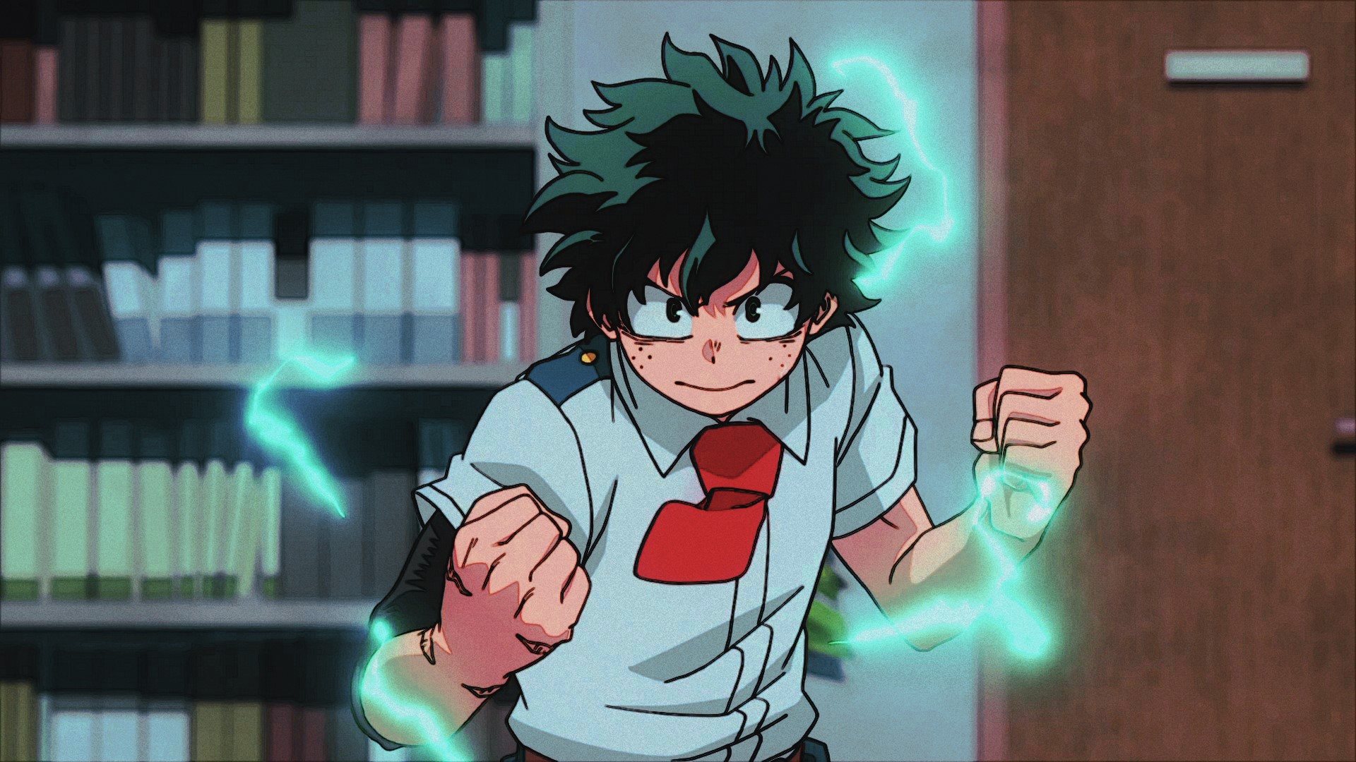 Izuku Midoriya from Boku no Hero Academia with lightning HD Wallpaper