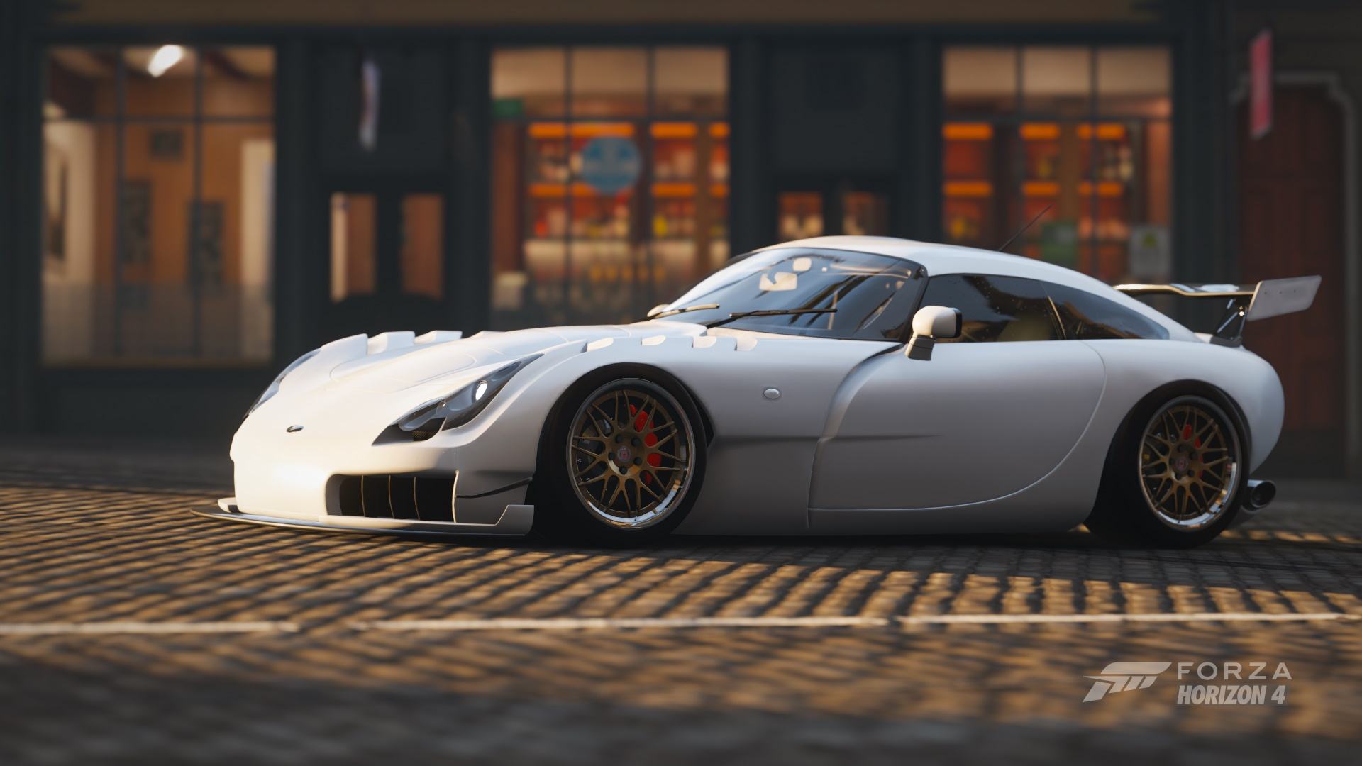 White TVR Sagaris racing car in Forza Horizon 4 HD Wallpaper