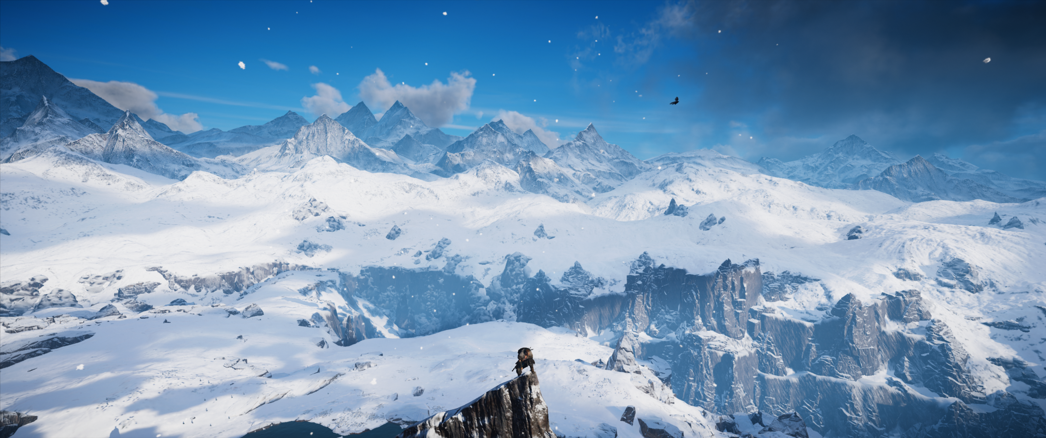 Assassin's Creed Valhalla snowy mountain landscape with eagle HD Wallpaper