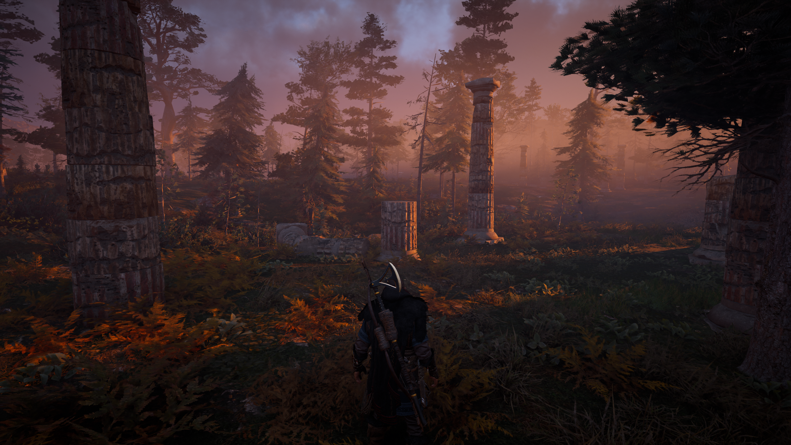 Eivor from Assassin's Creed in a forest with ruins HD Wallpaper