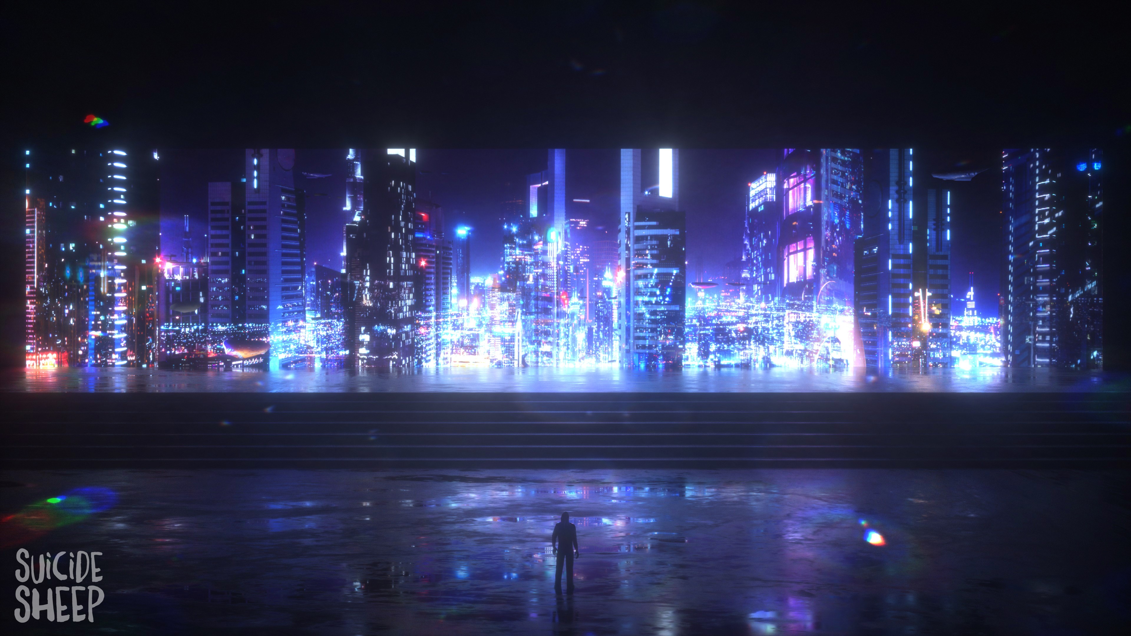 4K Cyberpunk Cityscape by Rutger van de Steeg HD Wallpaper