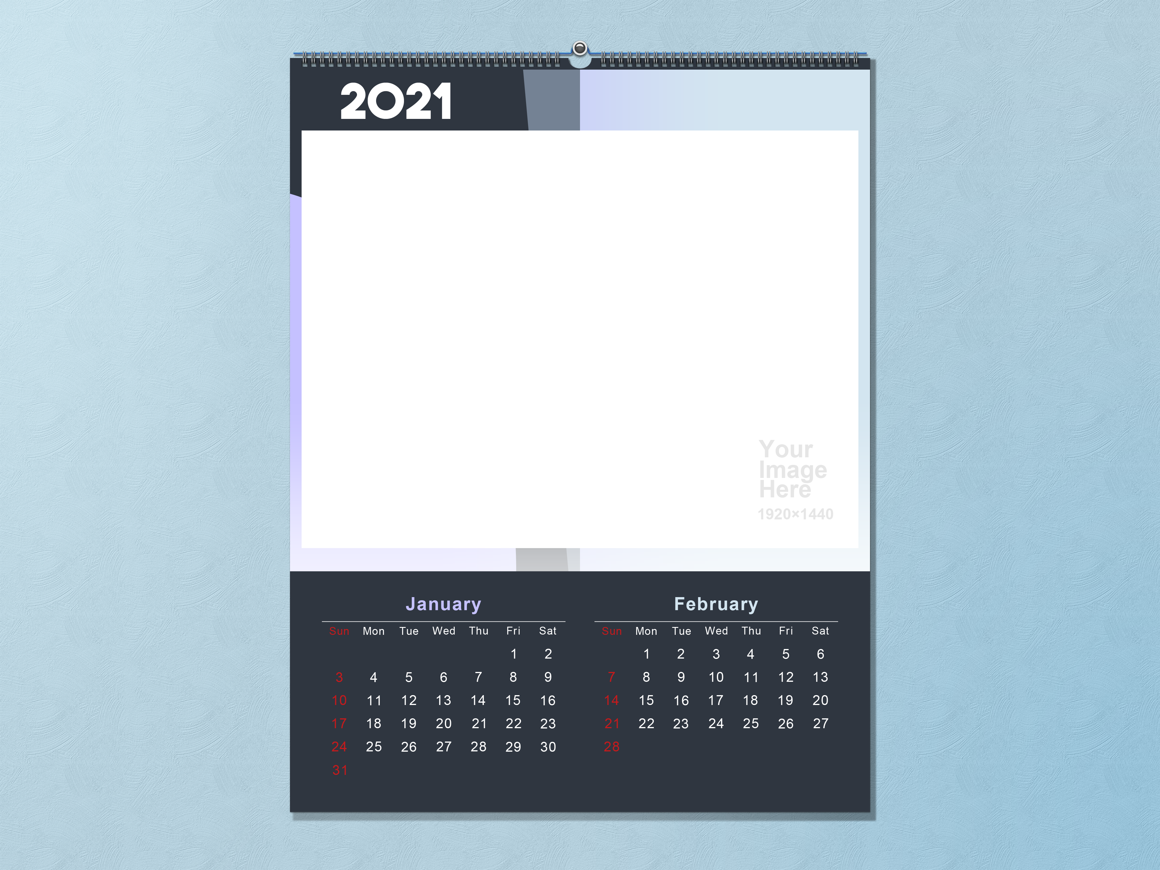 2021 Calendar Template with January and February HD Wallpaper