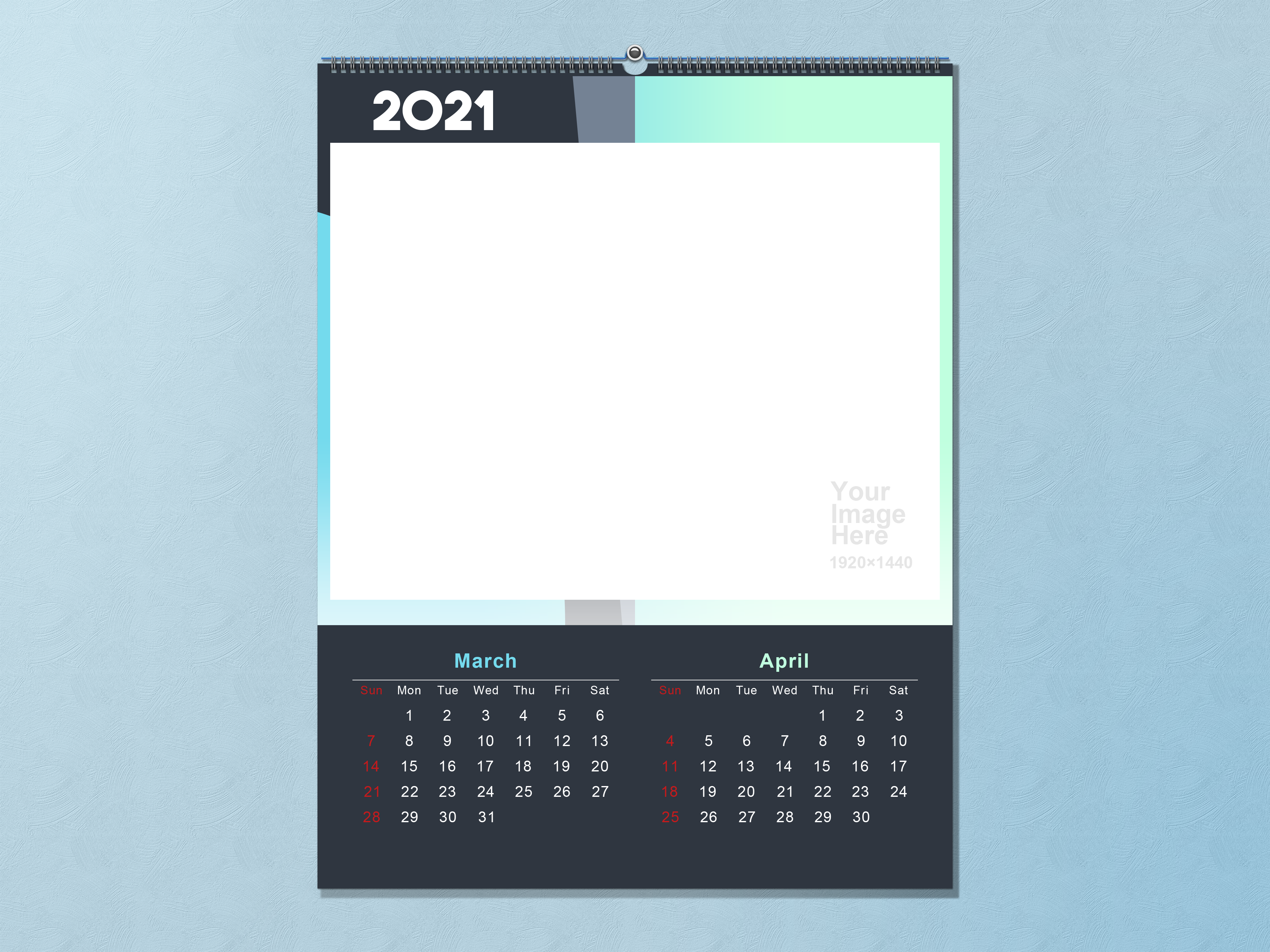 2021 Calendar with March and April pages HD Wallpaper