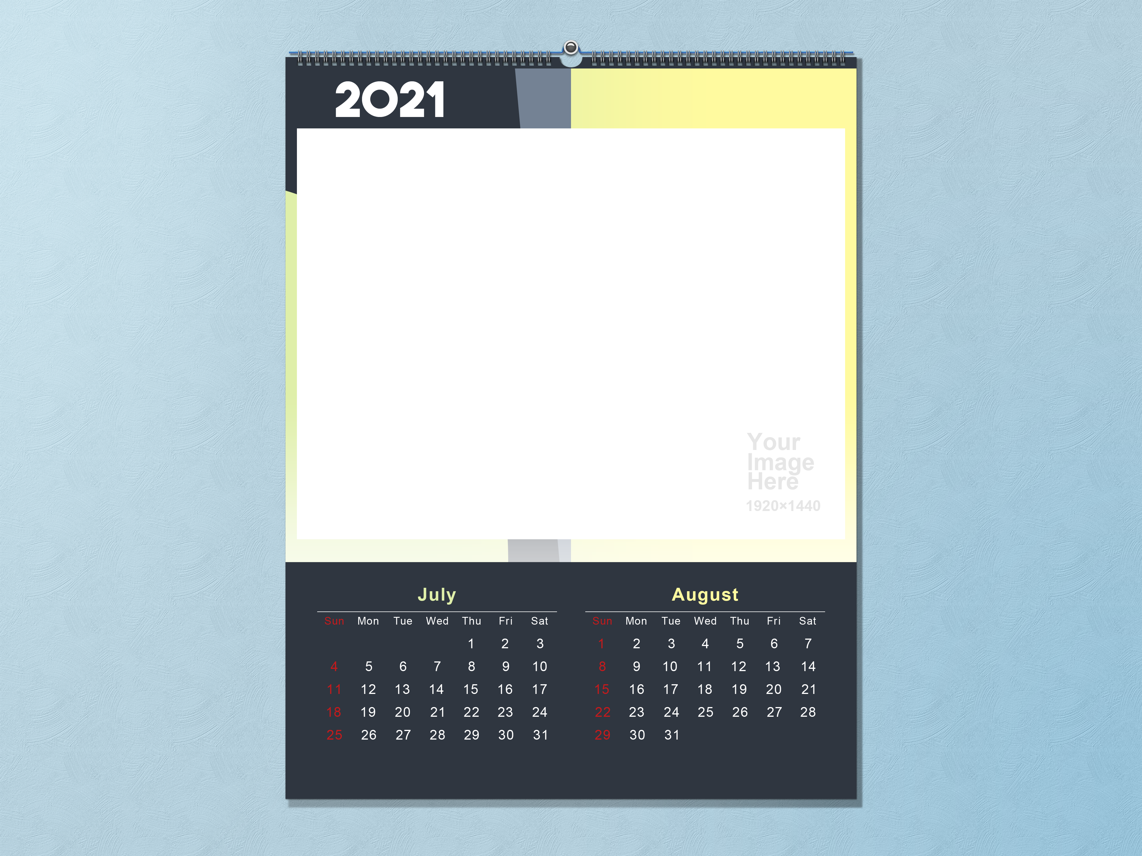 2021 Calendar Template with July and August HD Wallpaper