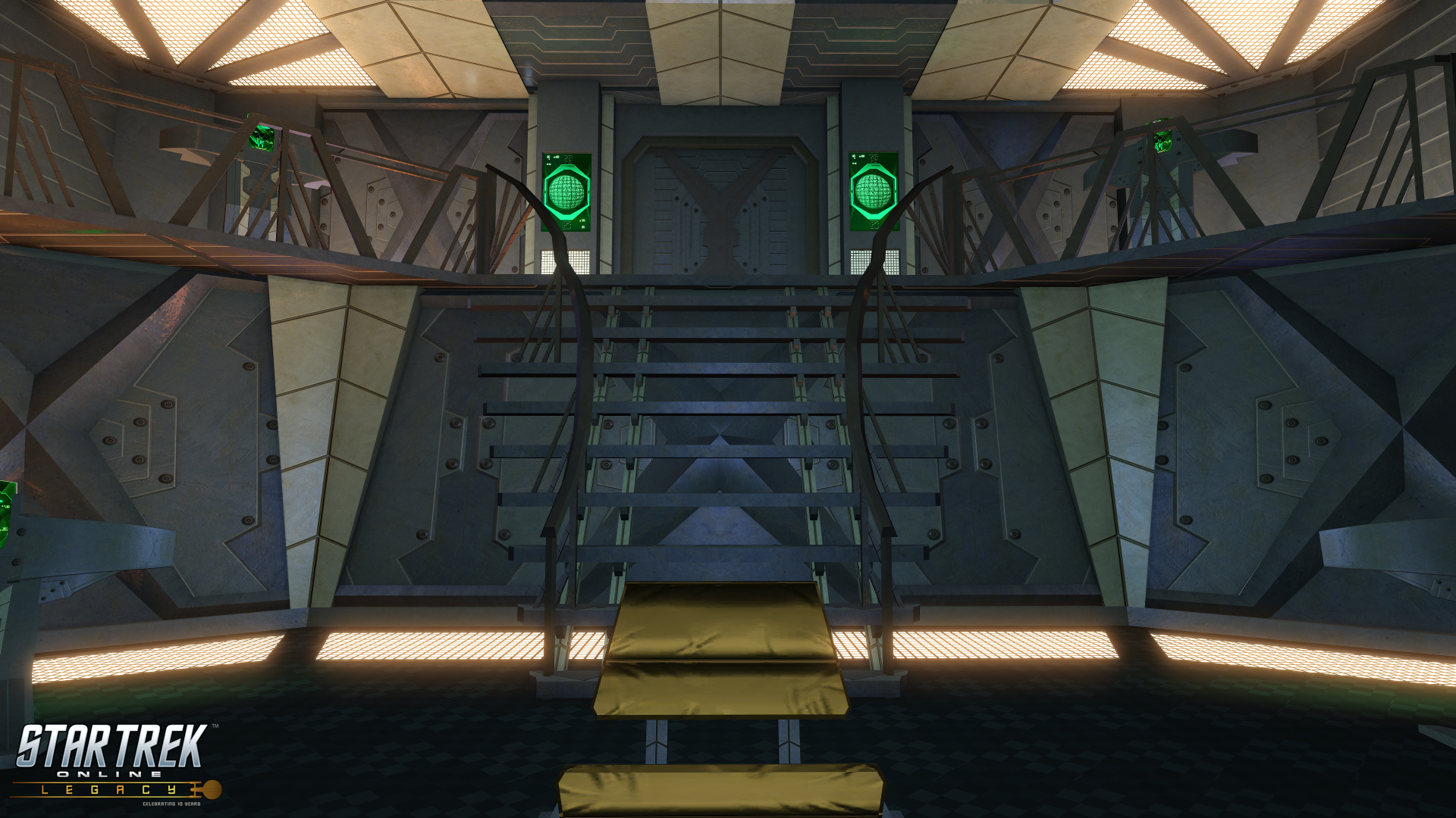 Star Trek Online interior with stairs and doors HD Wallpaper