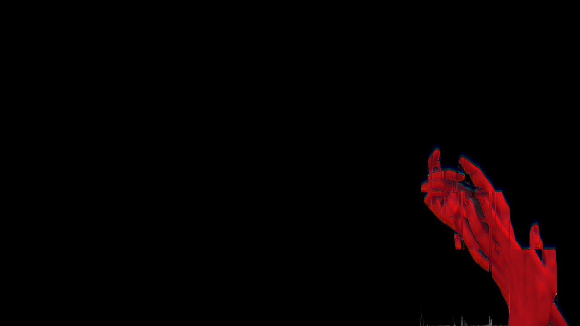 Red glitch art hands on black background HD Wallpaper