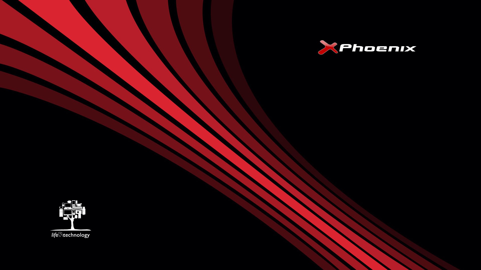 Phoenix logo and abstract red lines on black background HD Wallpaper