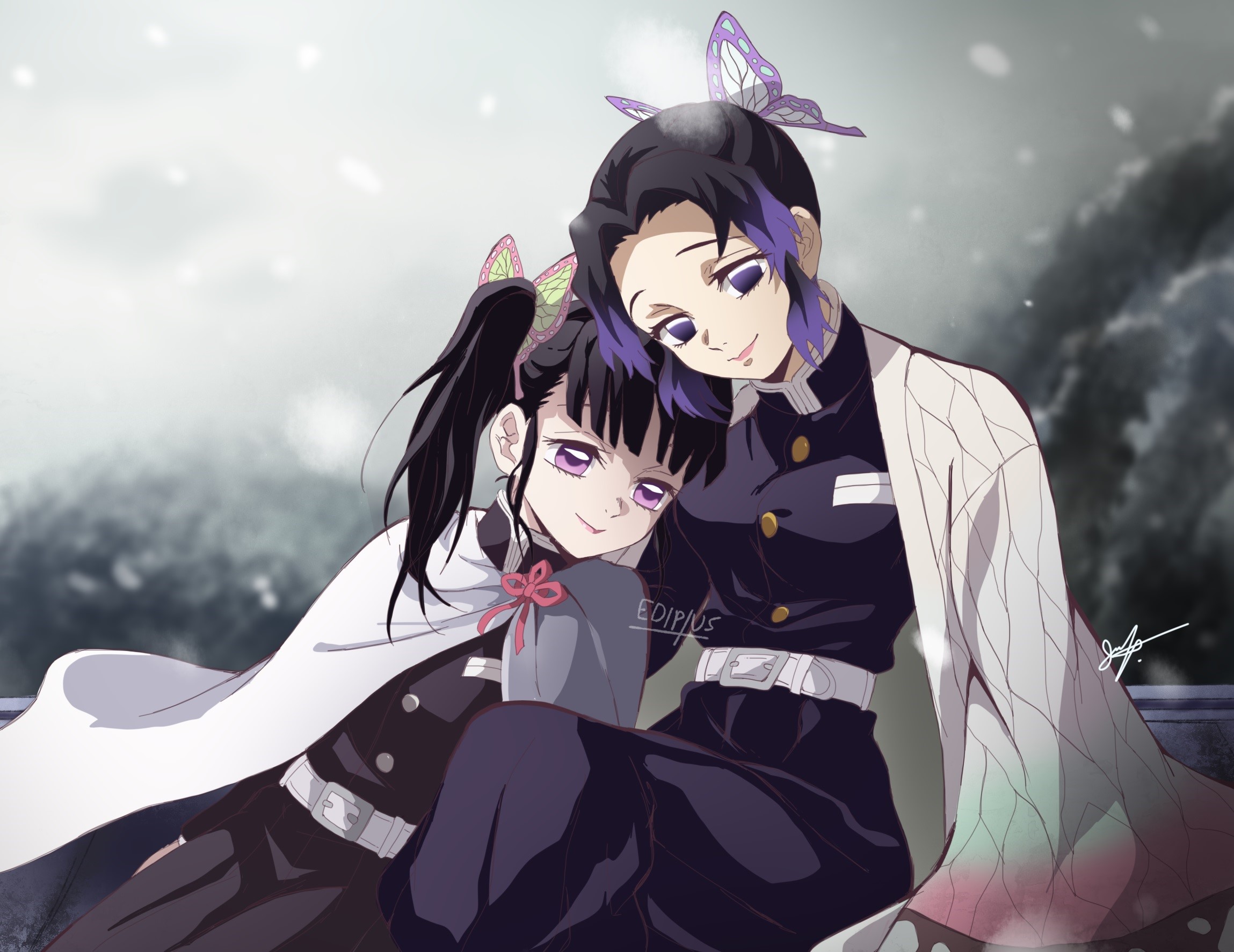 Shinobu Kocho and Kanao Tsuyuri from Kimetsu no Yaiba HD Wallpaper