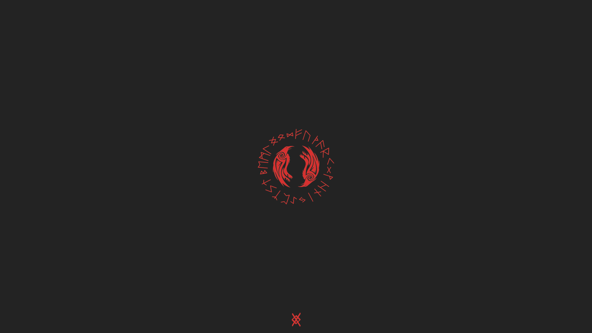 Minimalist Viking raven symbol with runes HD Wallpaper