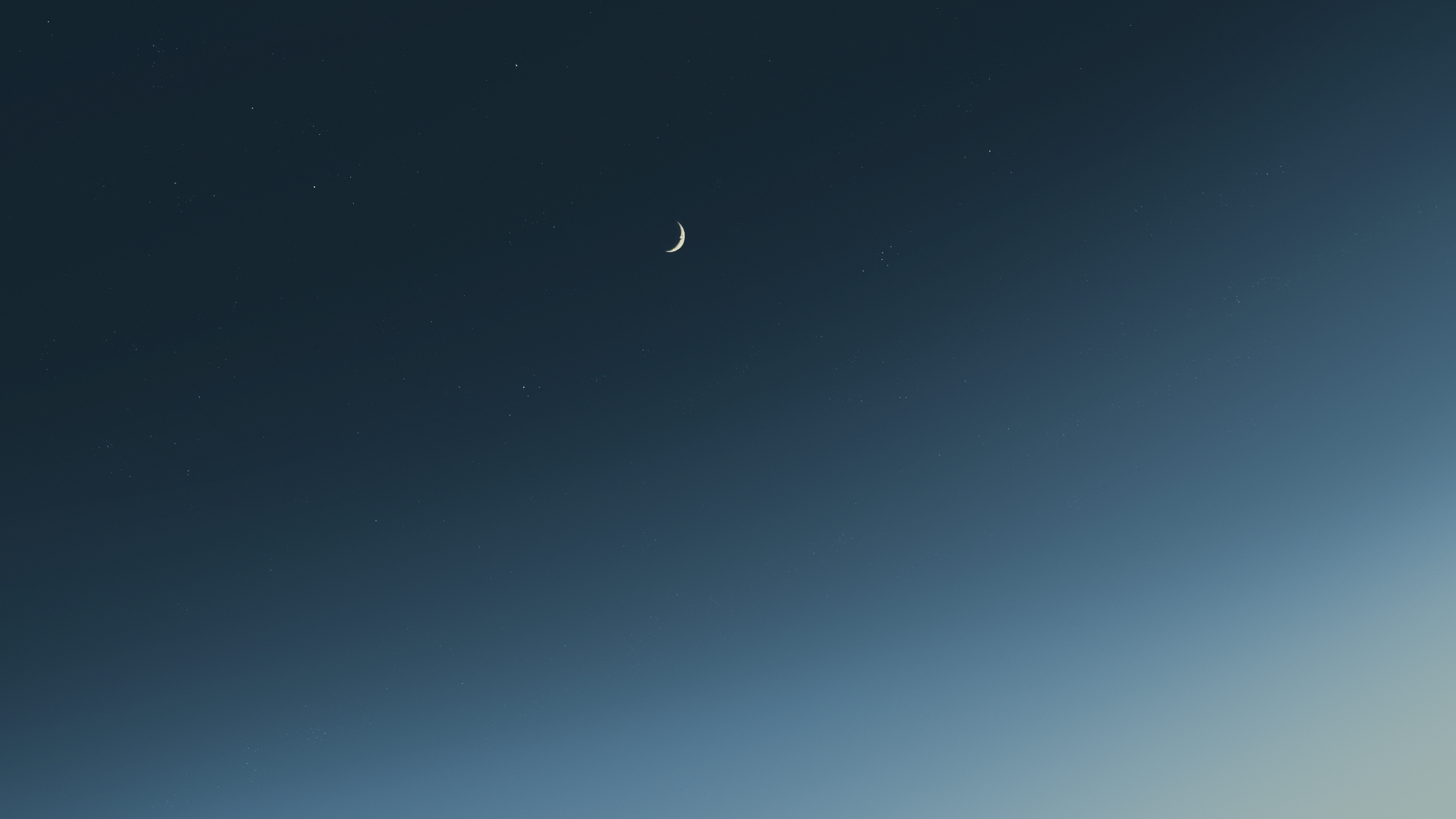 Crescent Moon and Stars in a Clear Night Sky HD Wallpaper
