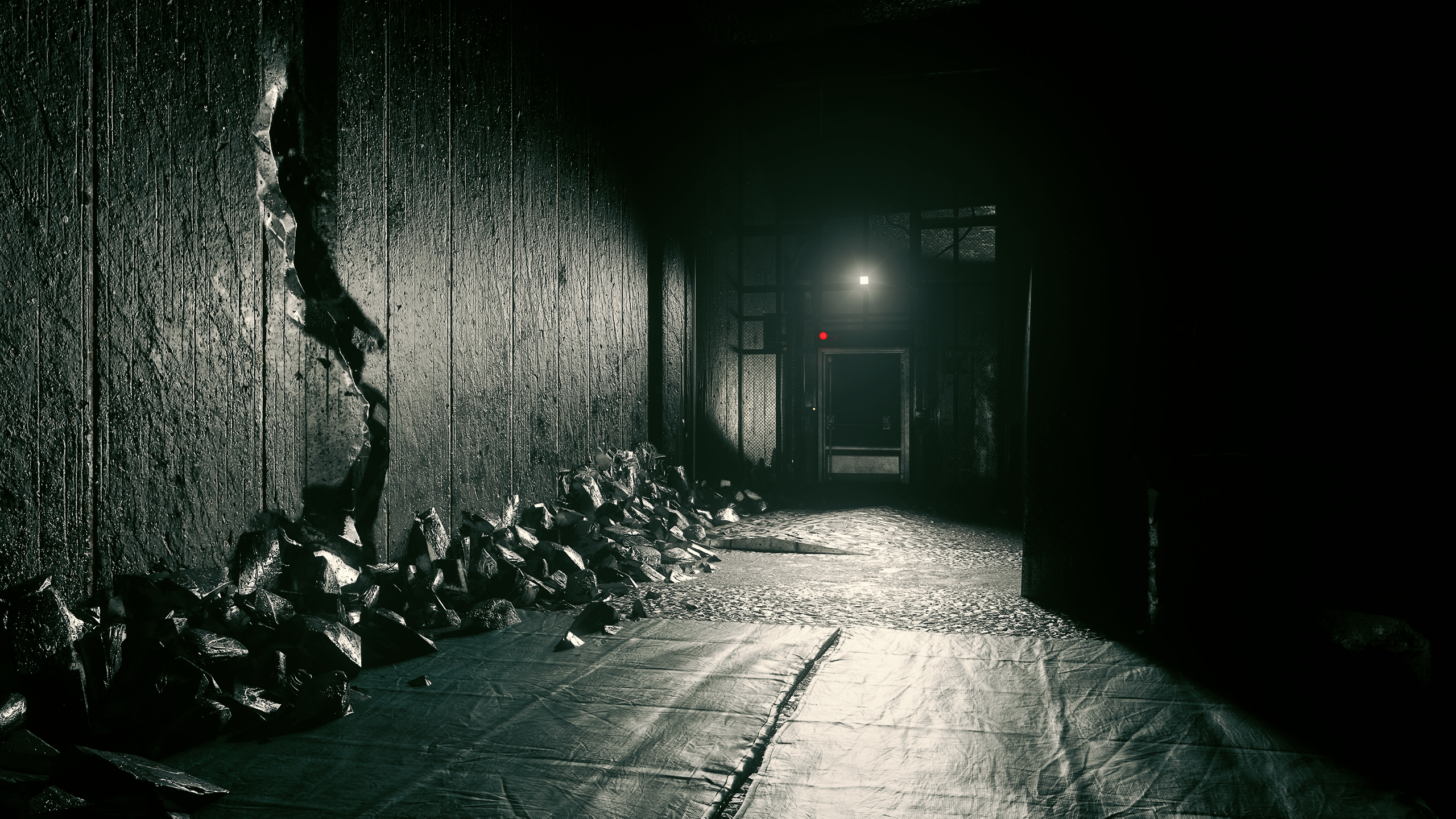 Jesse Faden in a dark, damaged corridor in Control HD Wallpaper