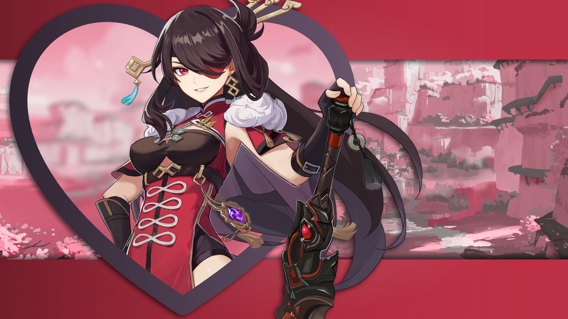 Beidou from Genshin Impact holding a sword HD Wallpaper