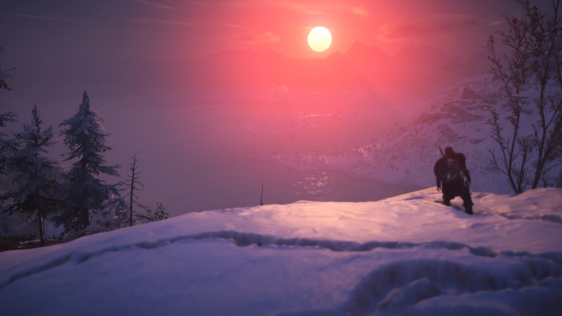 Eivor from Assassins Creed Valhalla in a snowy landscape HD Wallpaper