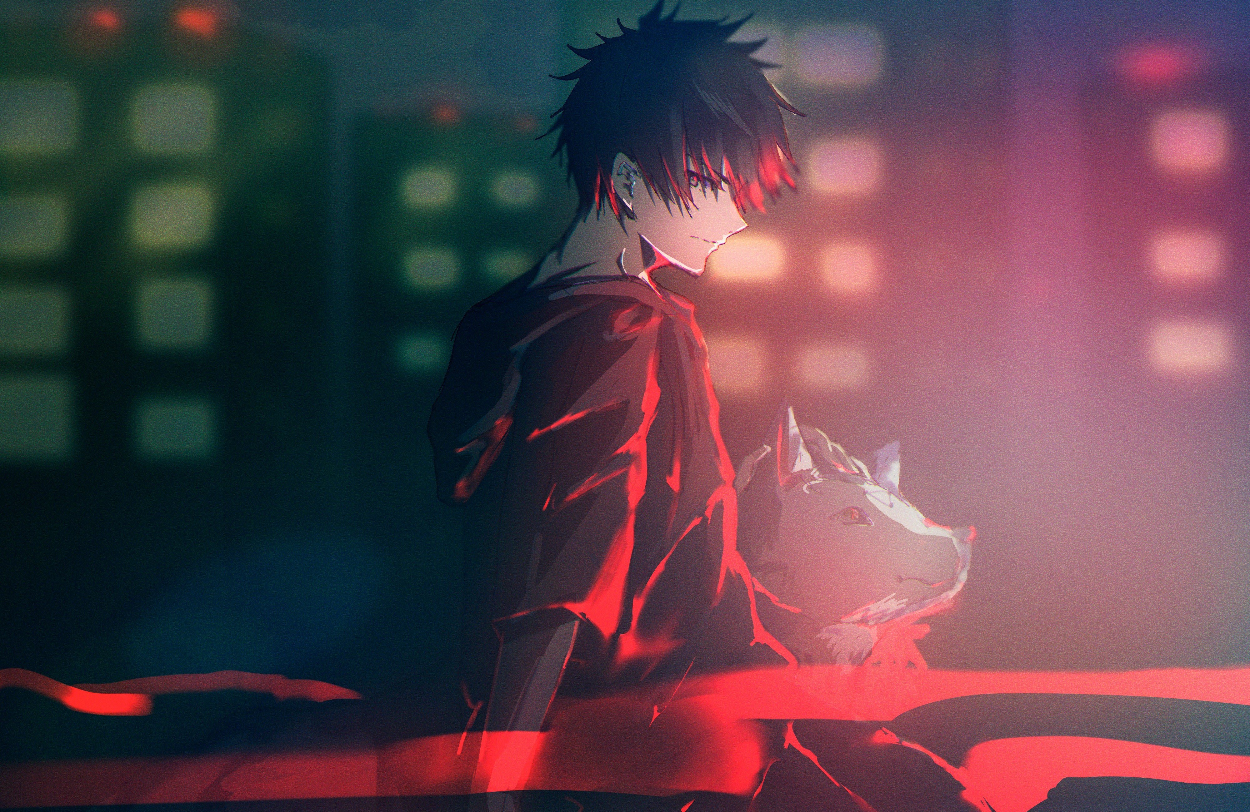 Megumi Fushiguro from Jujutsu Kaisen with a wolf HD Wallpaper