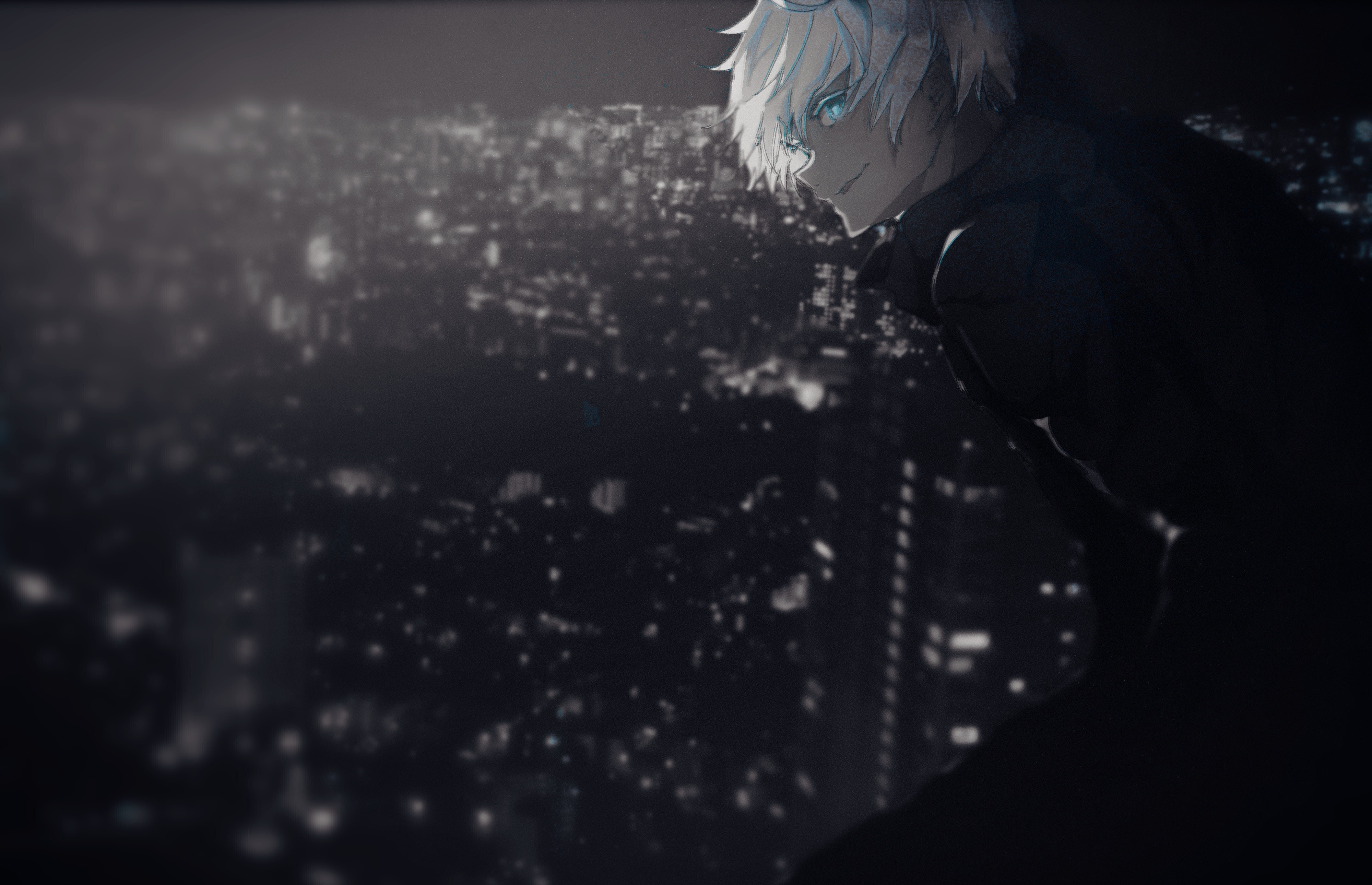 Anime boy from Jujutsu Kaisen overlooking city HD Wallpaper