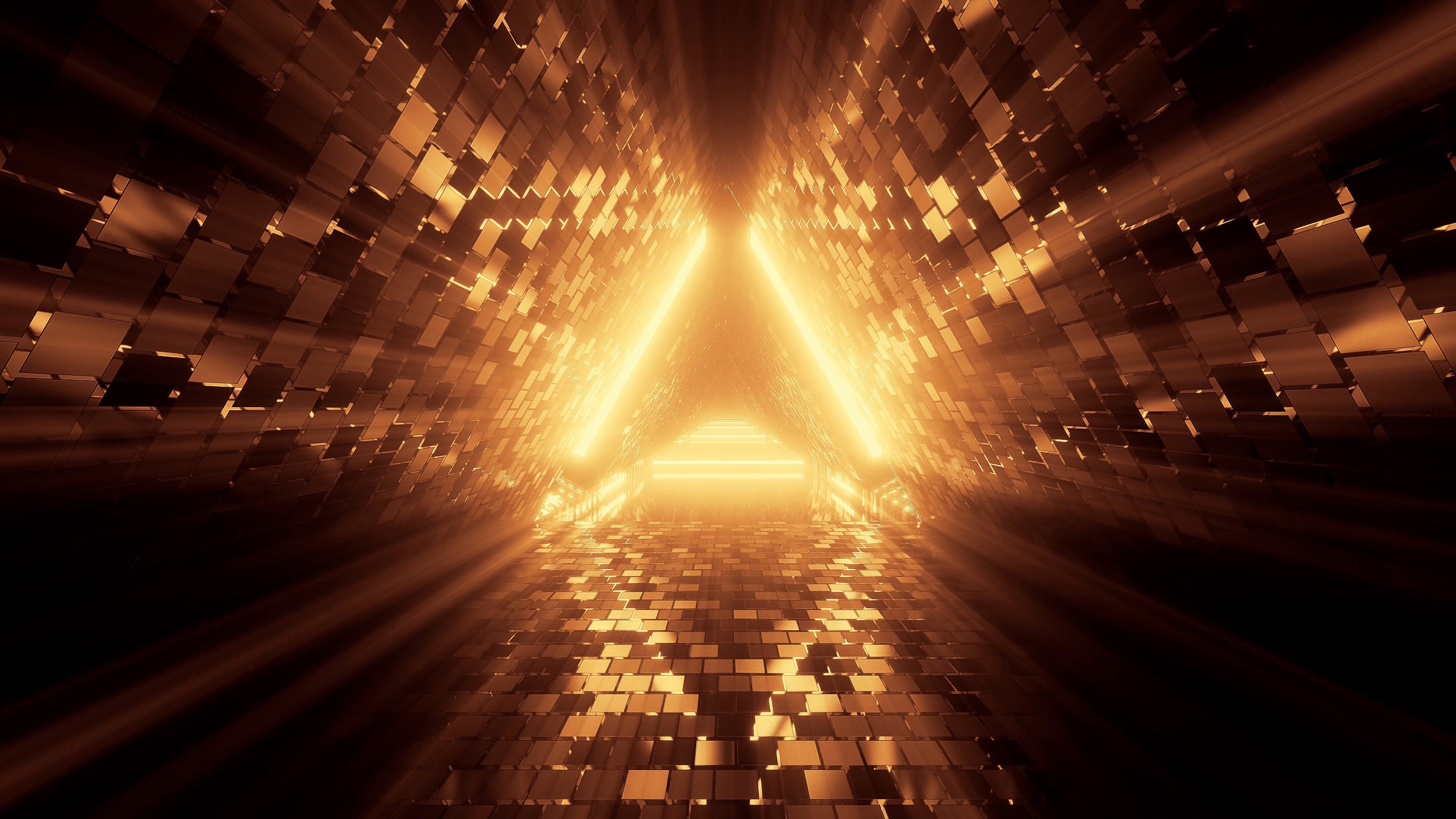 Abstract Neon Triangle Tunnel 4K HD Wallpaper