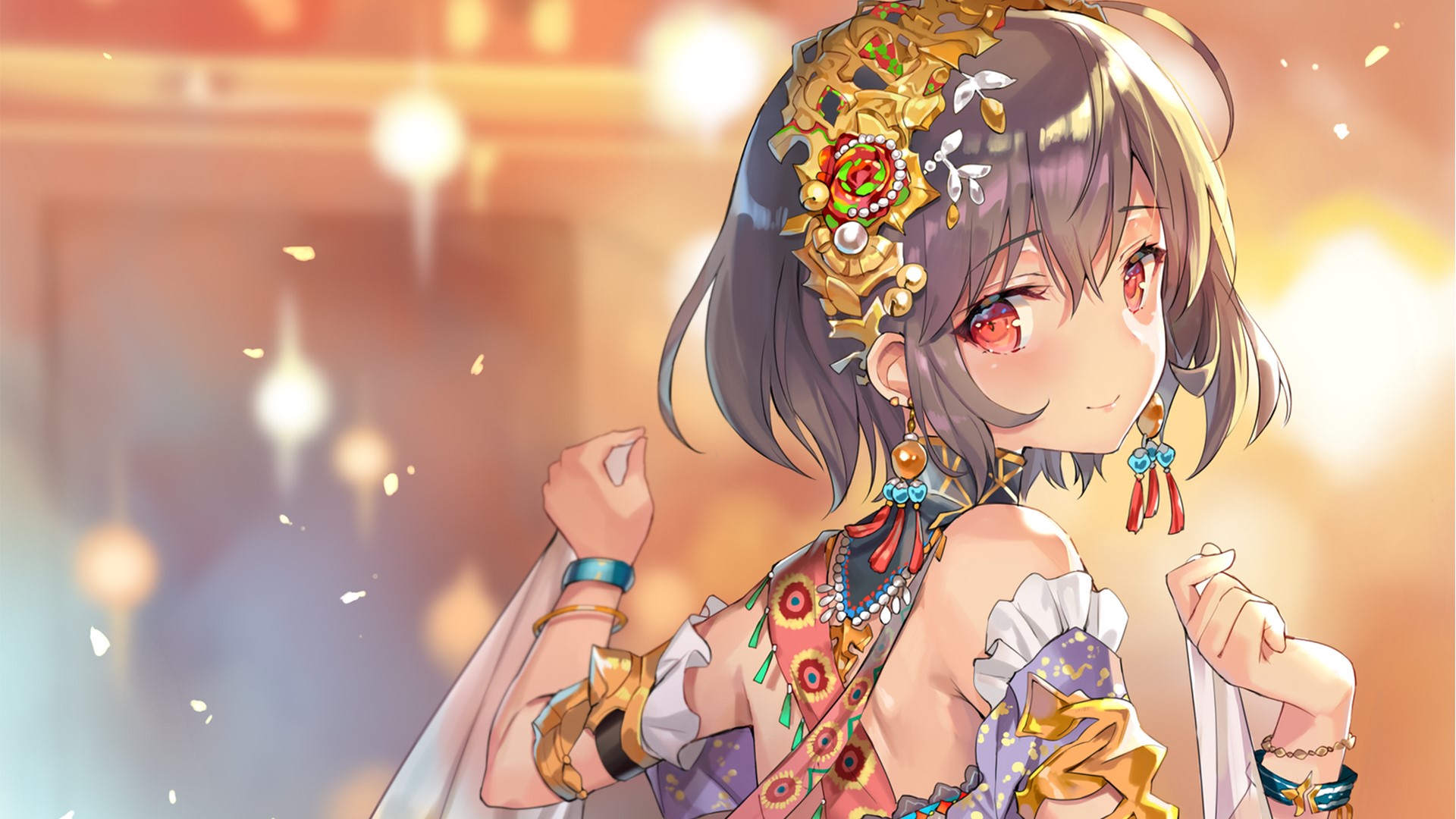Momoko with gray hair and red eyes HD Wallpaper