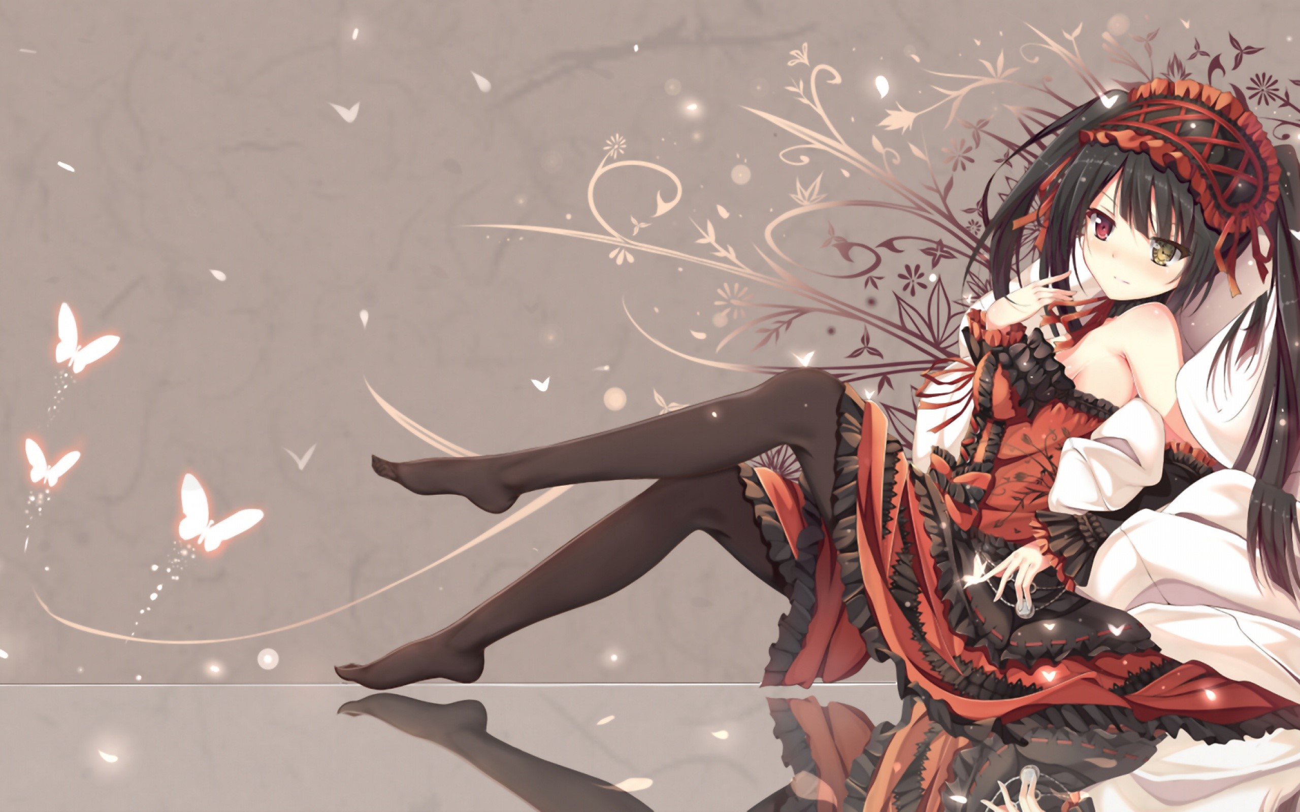 Tied Hair Tokisaki Kurumi Open Mouth Looking Away Anime Choker 