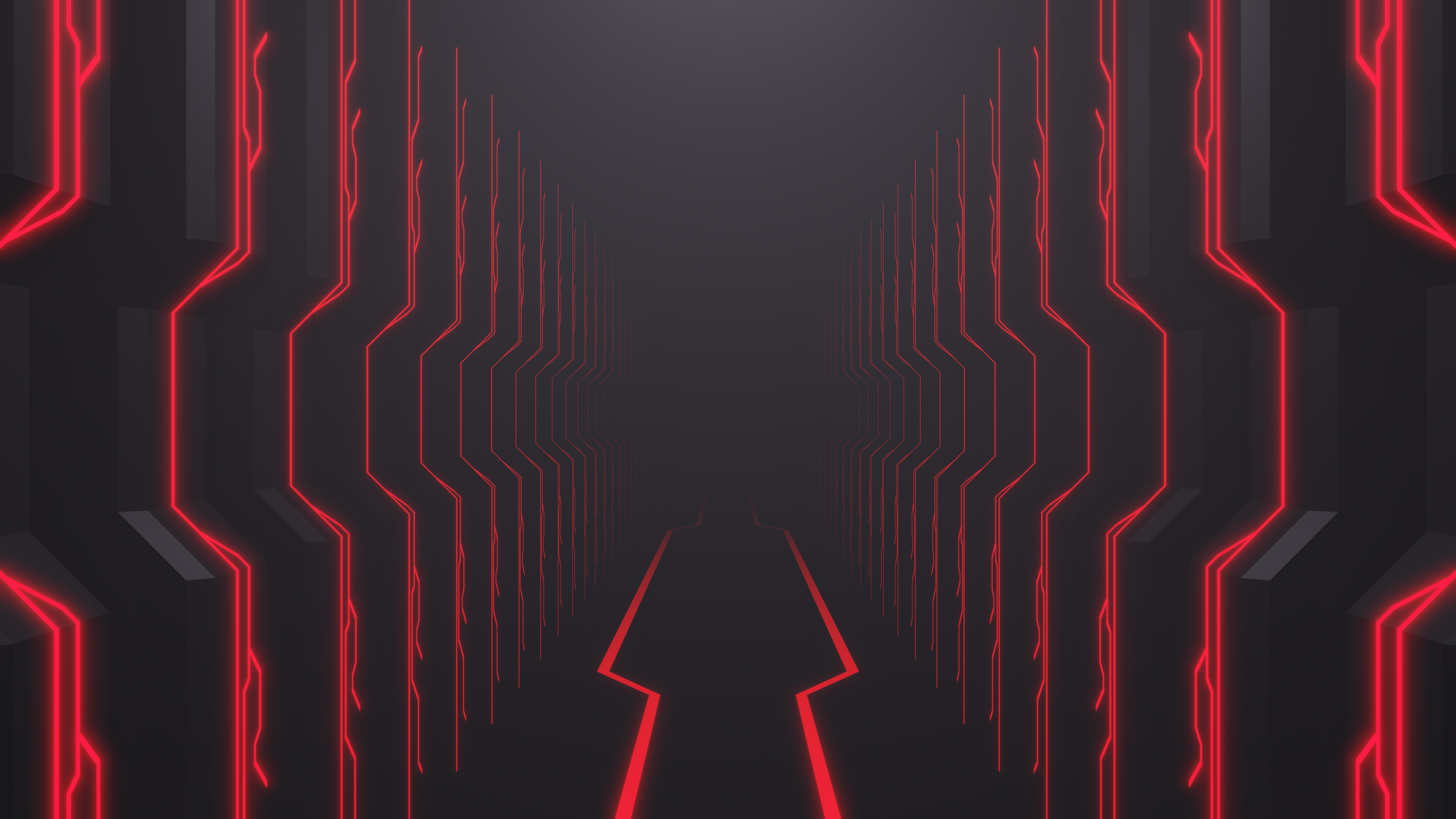 Abstract Red and Black Sci-Fi Tunnel Render 4K HD Wallpaper