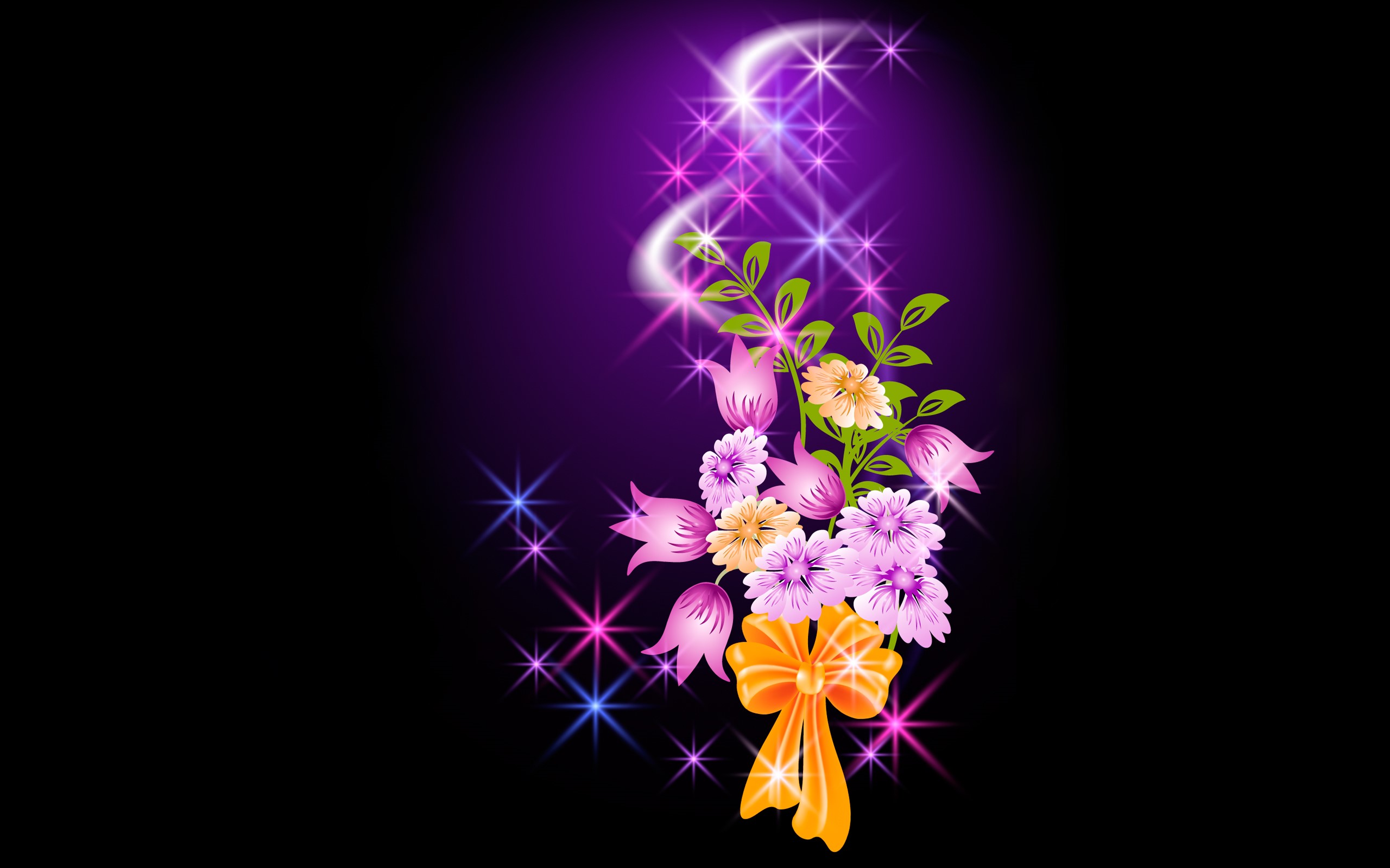 Abstract floral design with stars and bow HD Wallpaper