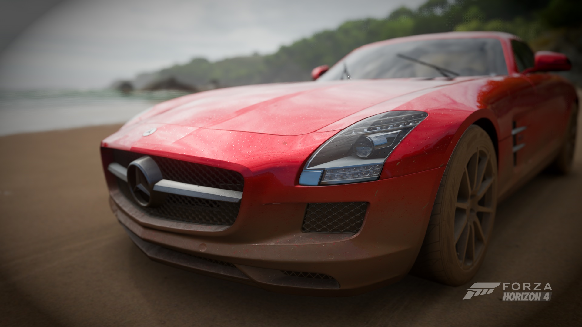 Red Mercedes-Benz SLS AMG GT in Forza Horizon 4 HD Wallpaper