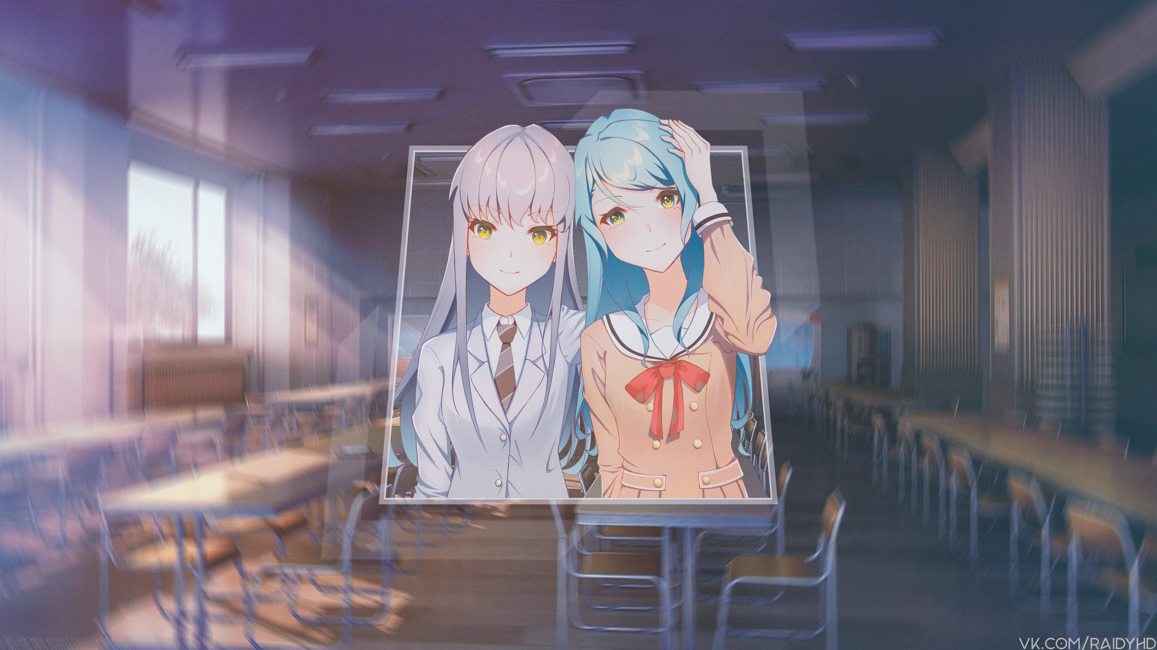 4K Anime Girls in Classroom HD Wallpaper