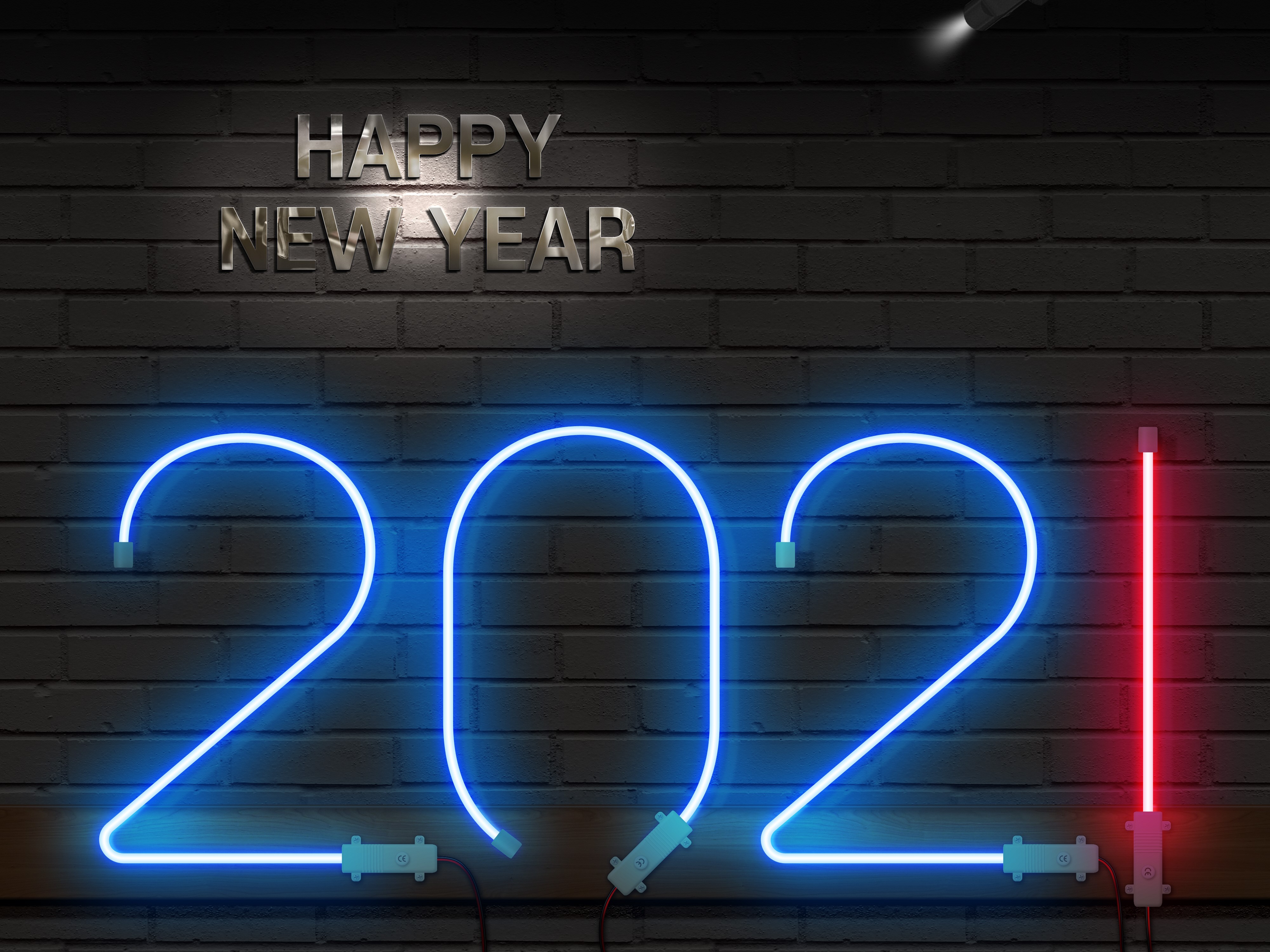 Happy New Year 2021 Neon Sign HD Wallpaper