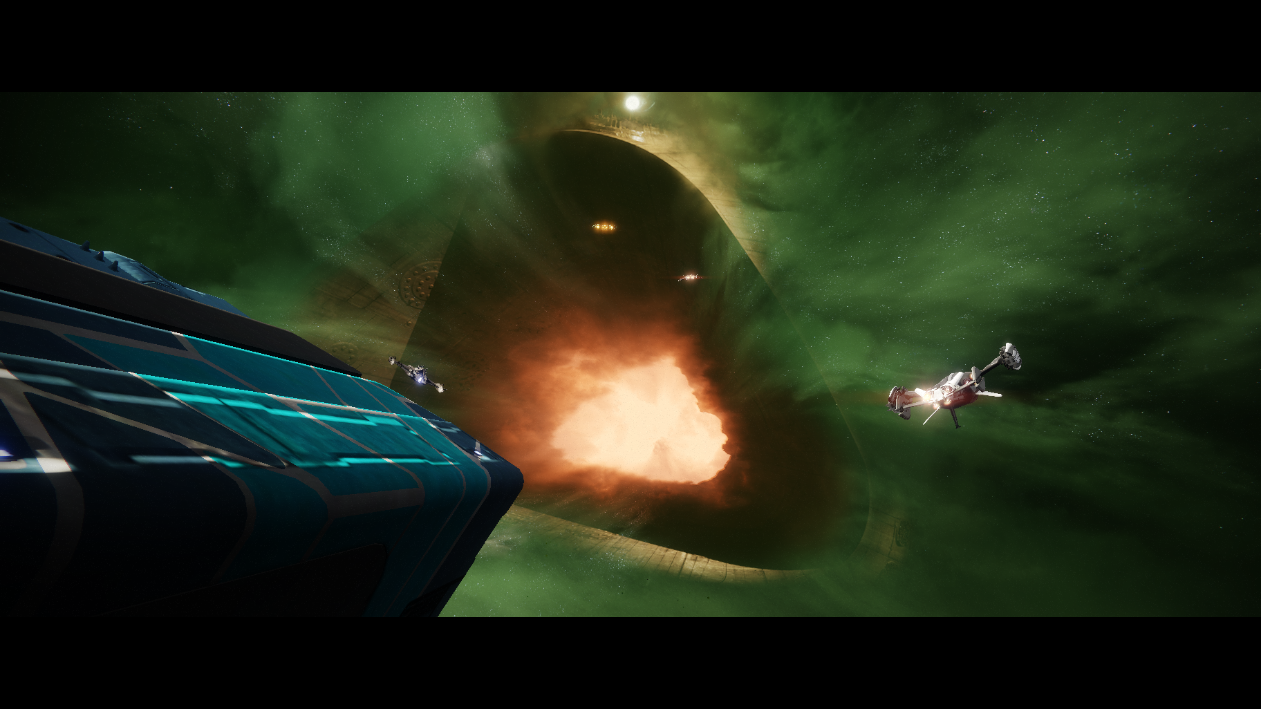 Spaceships near a cosmic anomaly in Destiny 2 HD Wallpaper