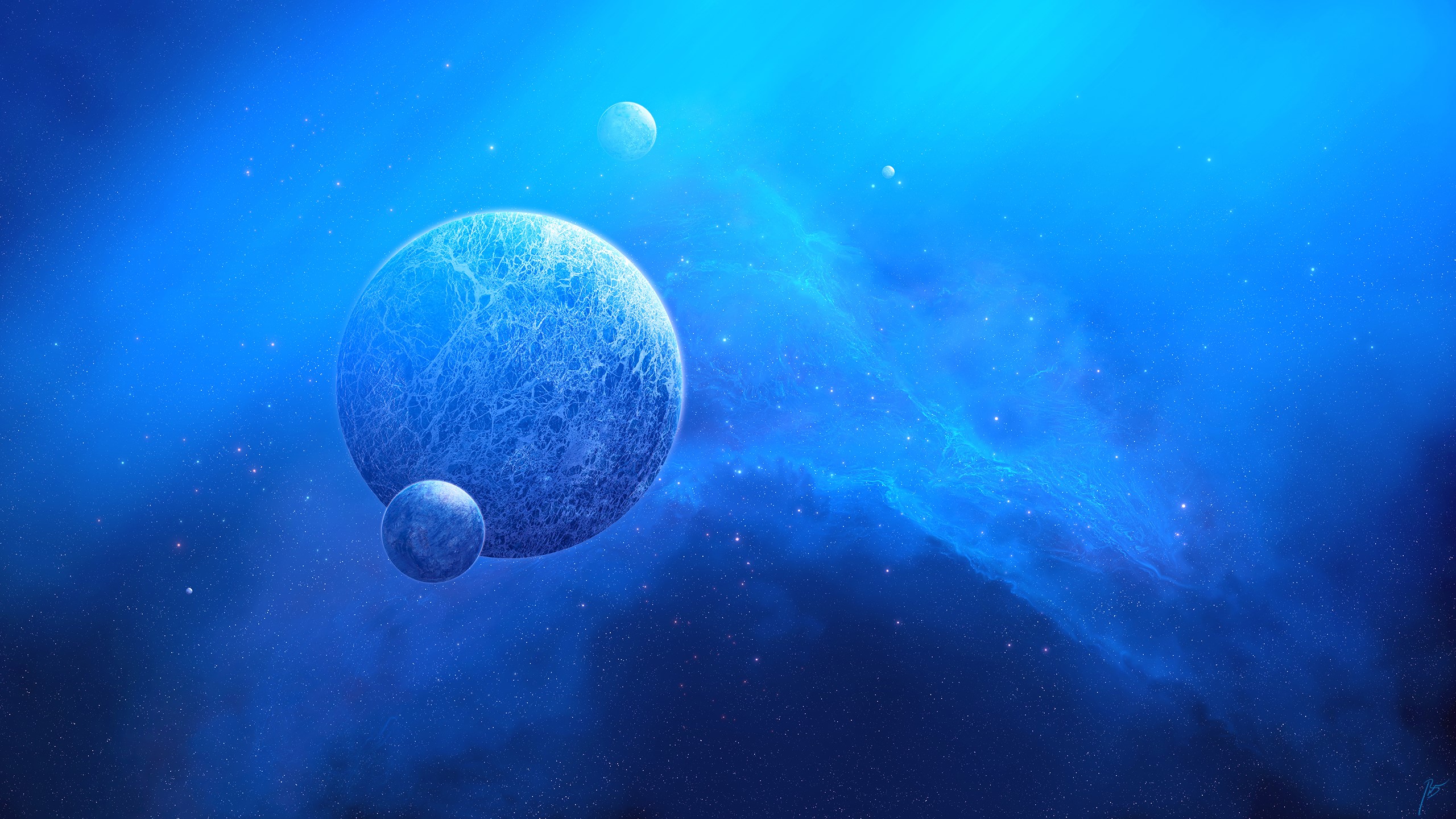 Space art by JoeyJazz with planets and nebula HD Wallpaper