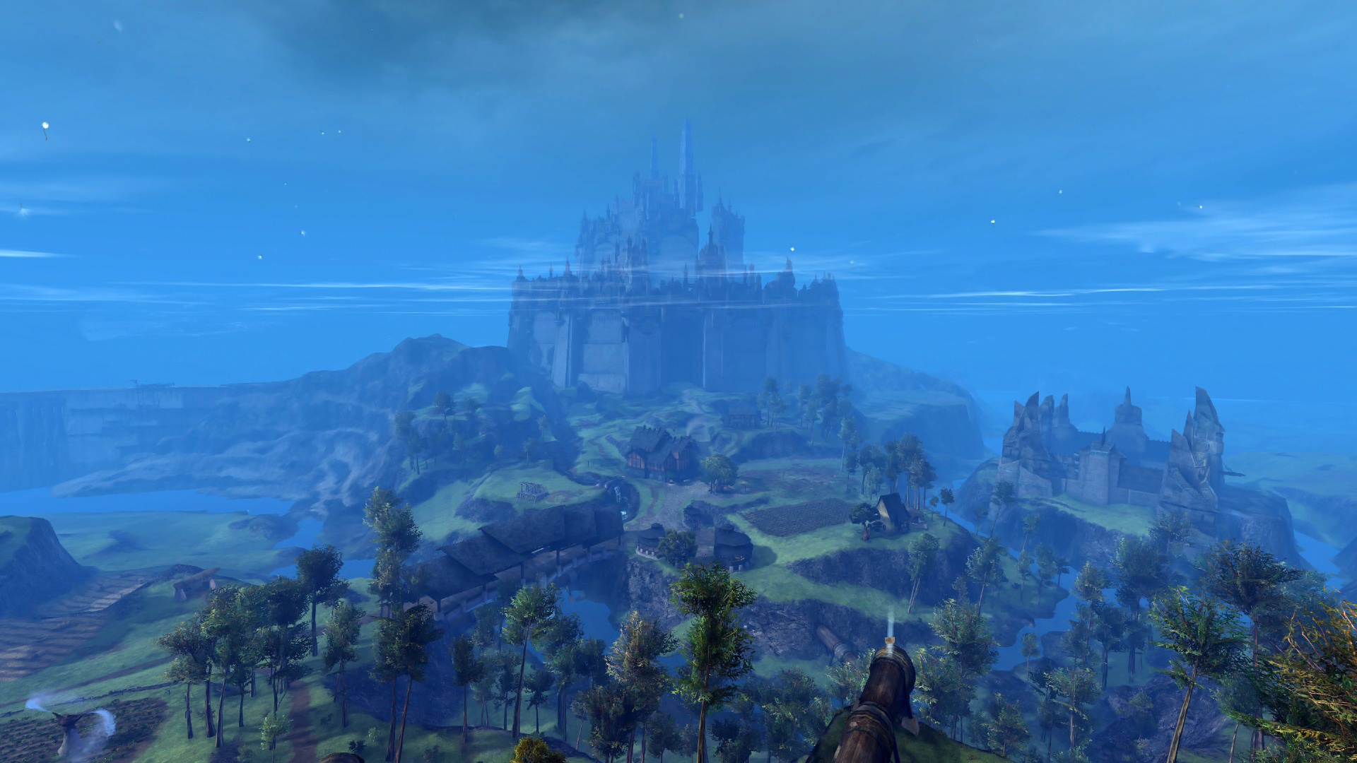 Guild Wars 2 castle on a hill at dawn HD Wallpaper