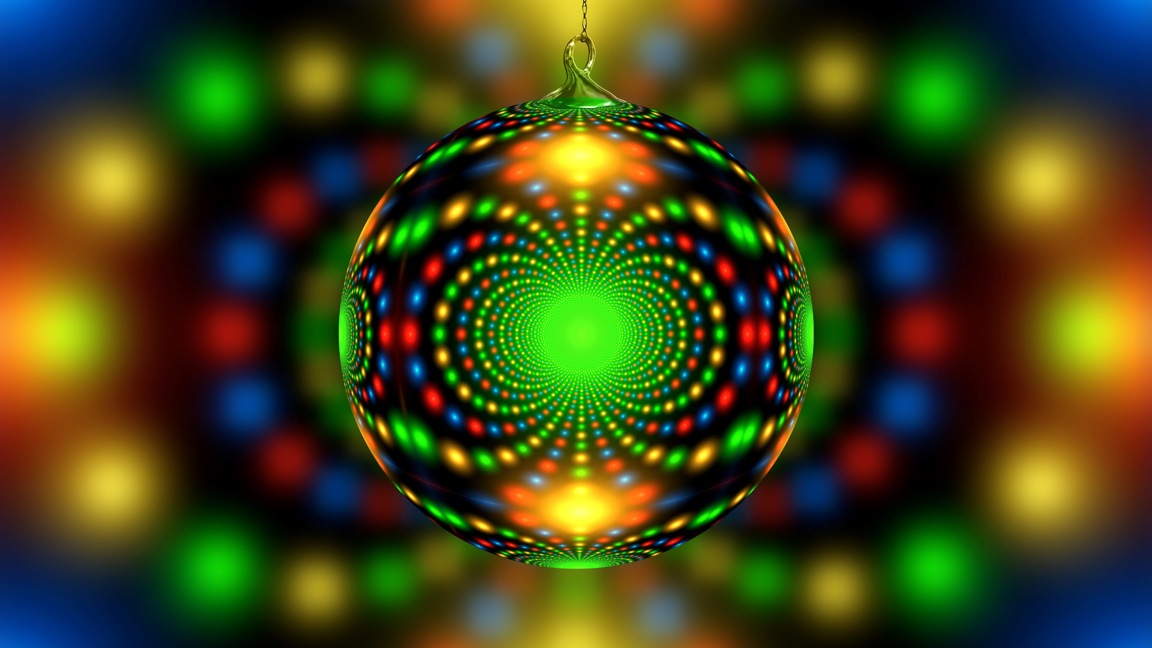 Abstract Christmas ornament with colorful lights HD Wallpaper