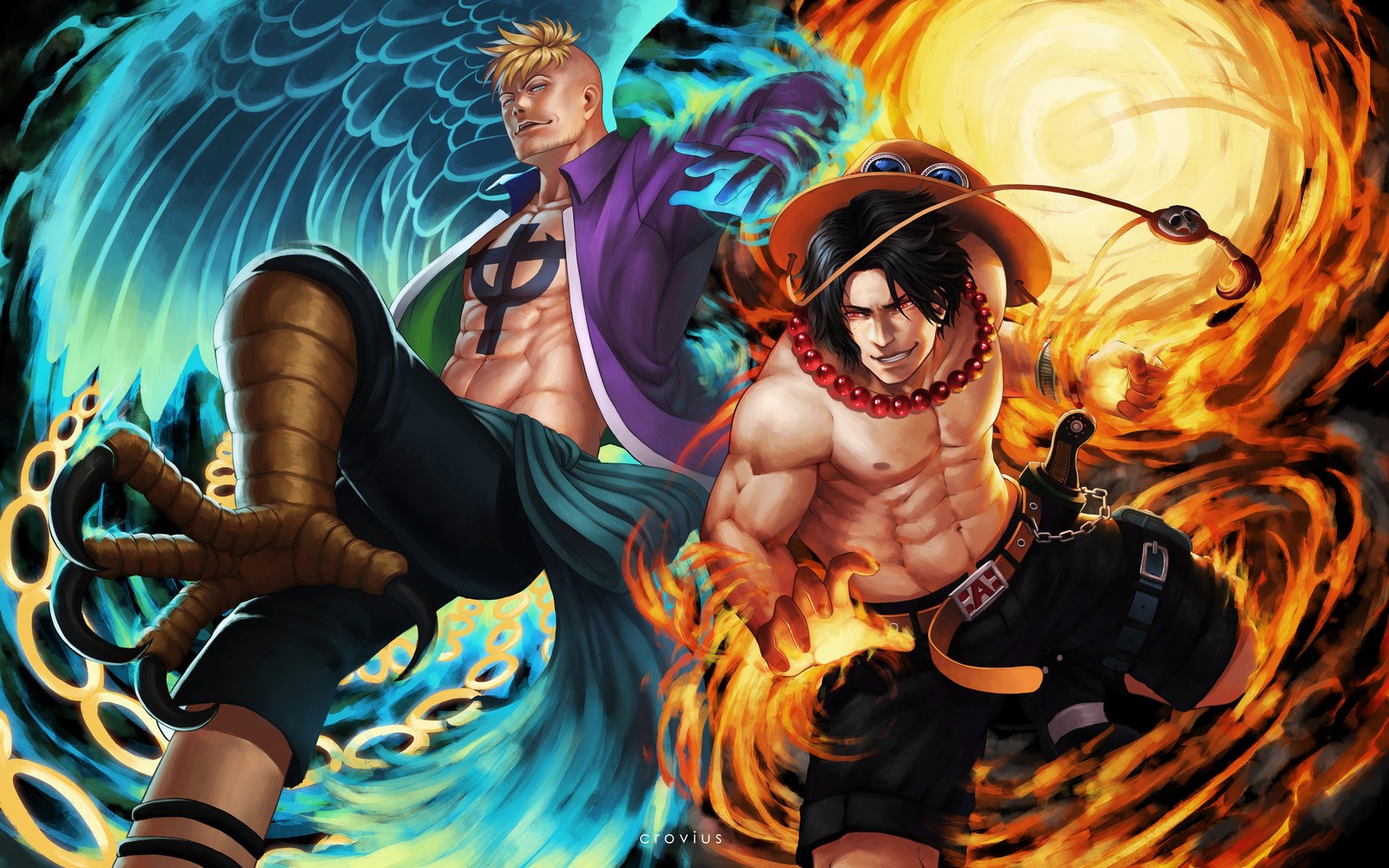 Marco and Portgas D. Ace from One Piece HD Wallpaper
