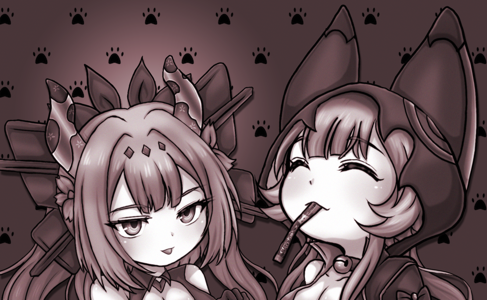 Two anime girls with animal ears HD Wallpaper