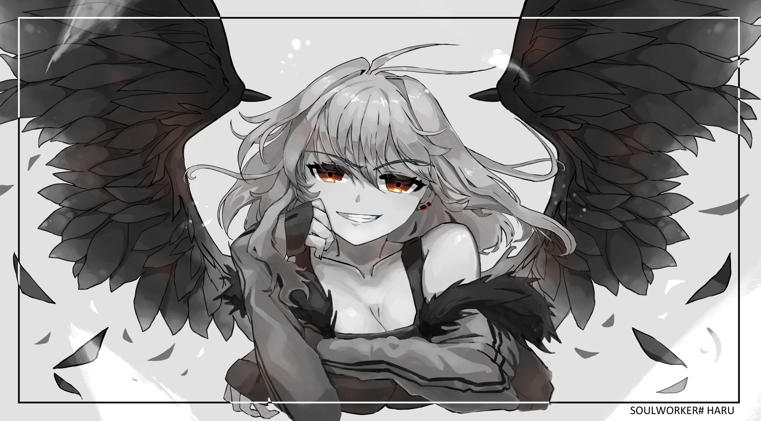 Haru Estia from SoulWorker with black wings HD Wallpaper