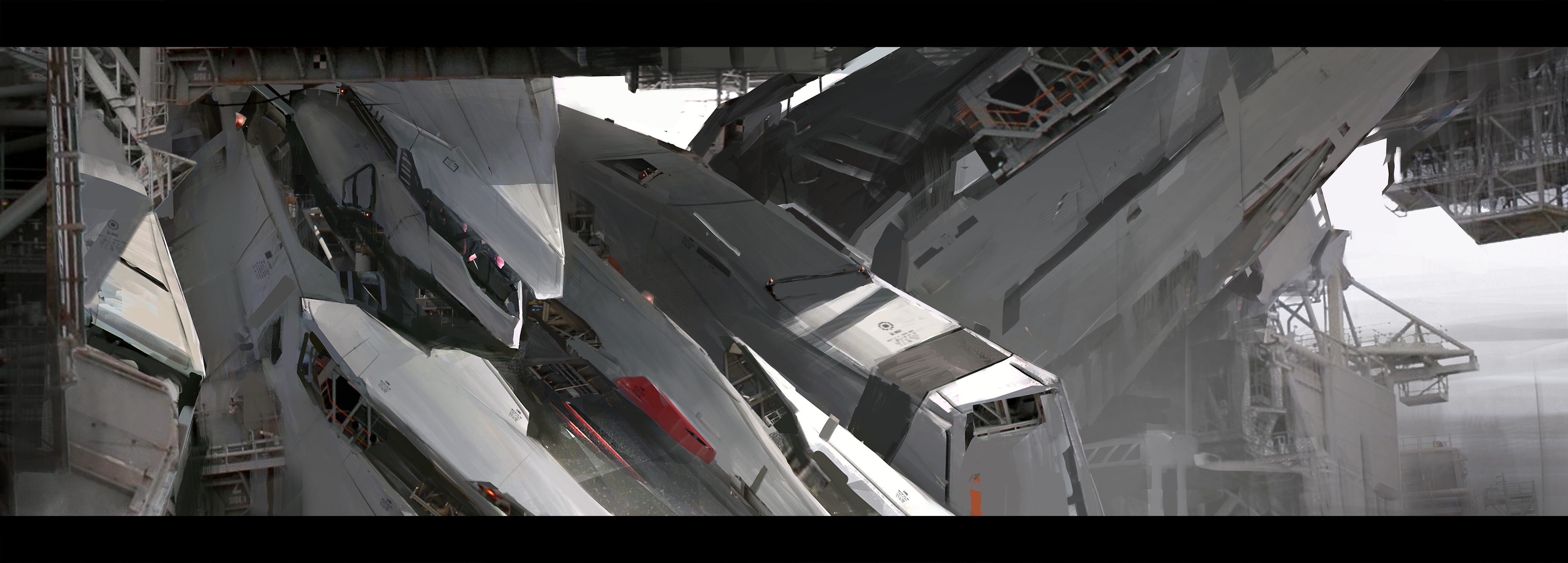 Armored Core robot in a hangar HD Wallpaper