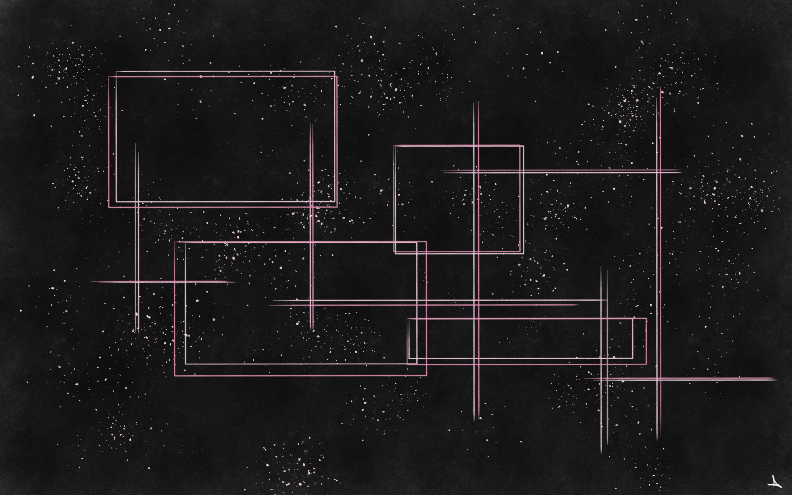 Abstract geometric figures with pink lines on a dark background HD Wallpaper