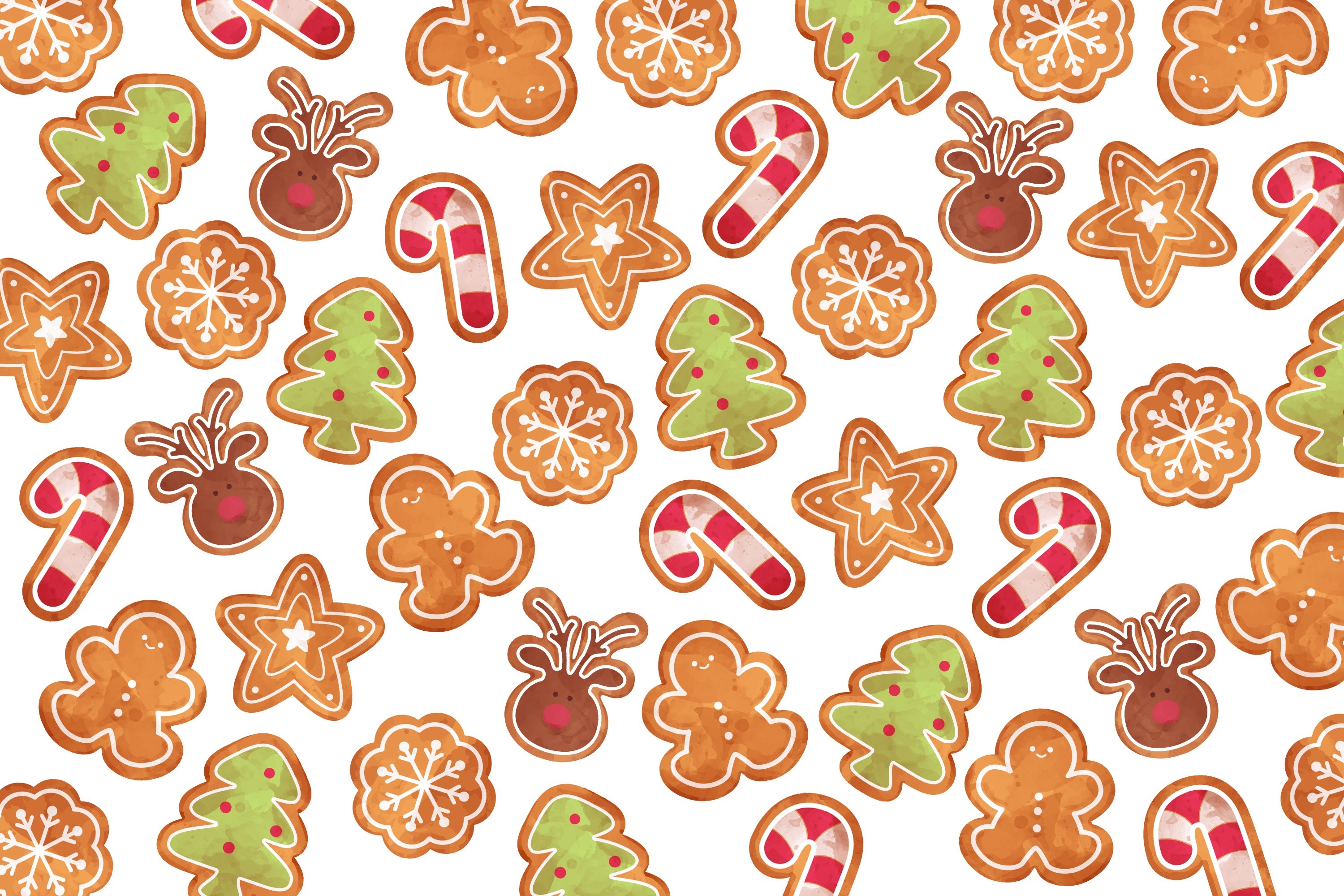 Christmas gingerbread cookies pattern HD Wallpaper
