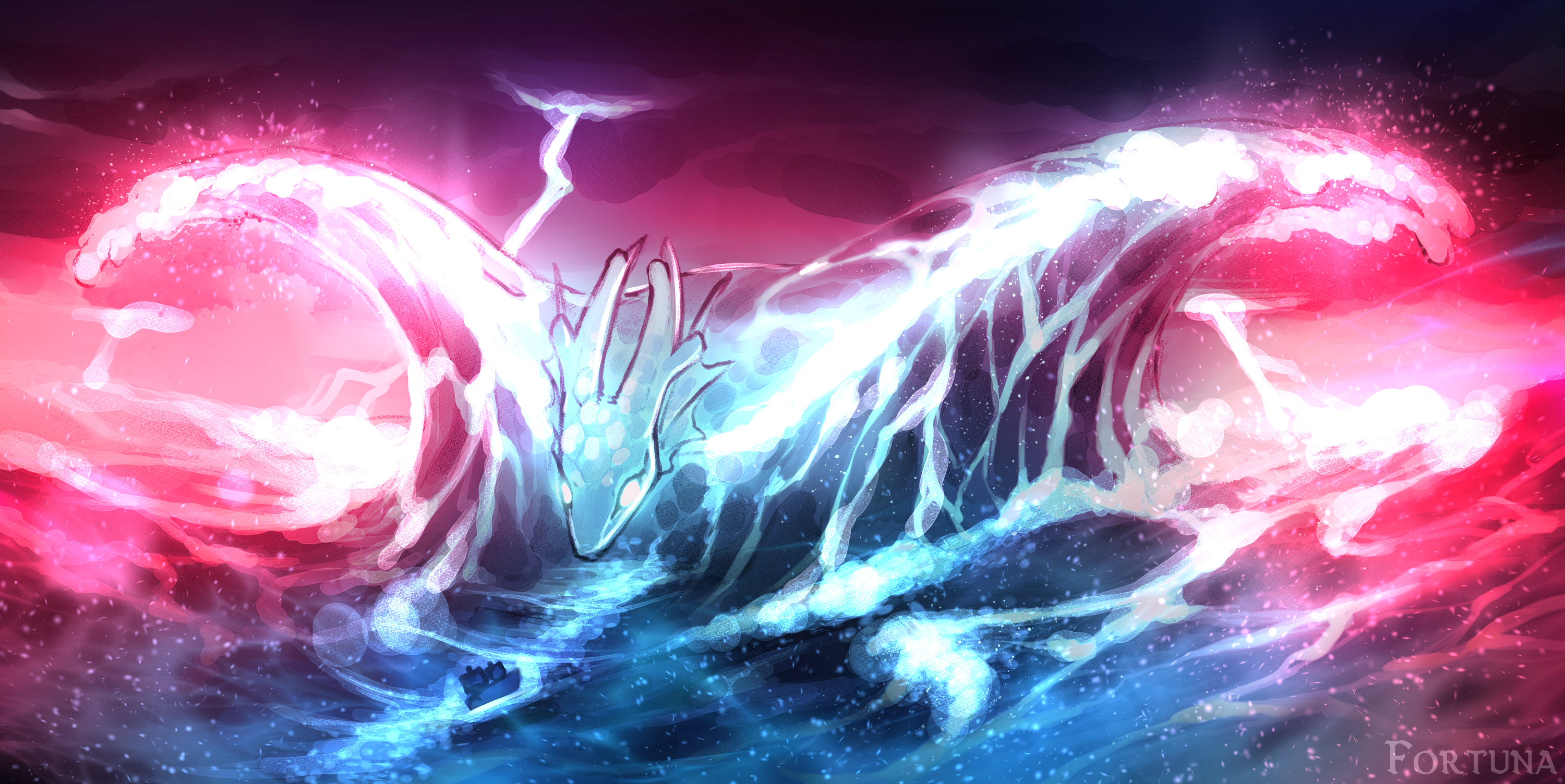 Dragon made of water and lightning HD Wallpaper