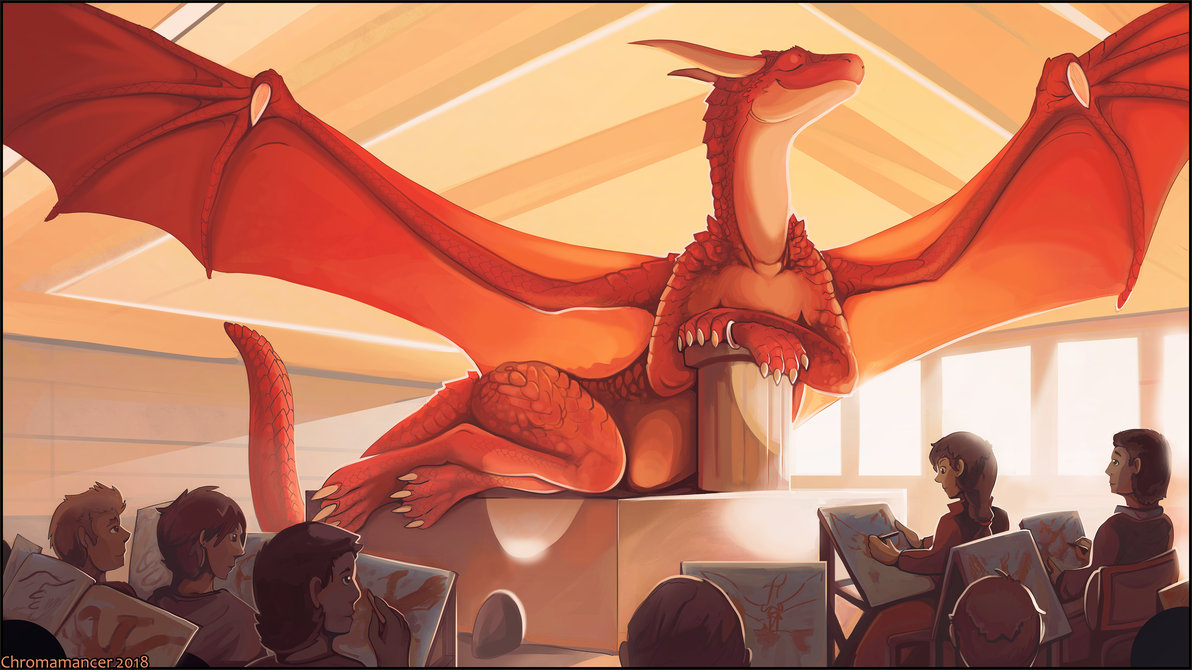 Dragon art class in university HD Wallpaper