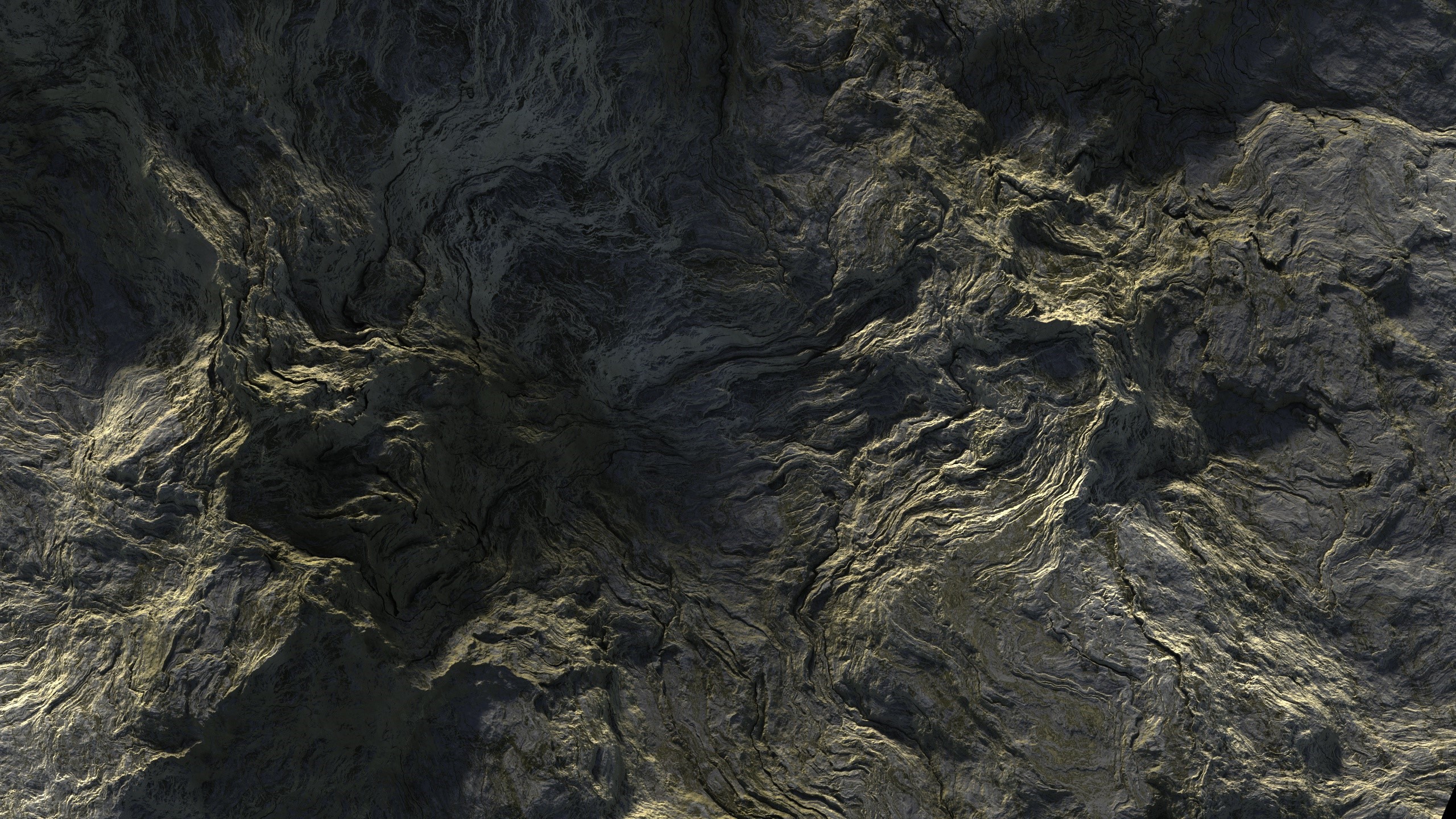 Close-up of rugged, textured rock formations with dramatic lighting HD Wallpaper