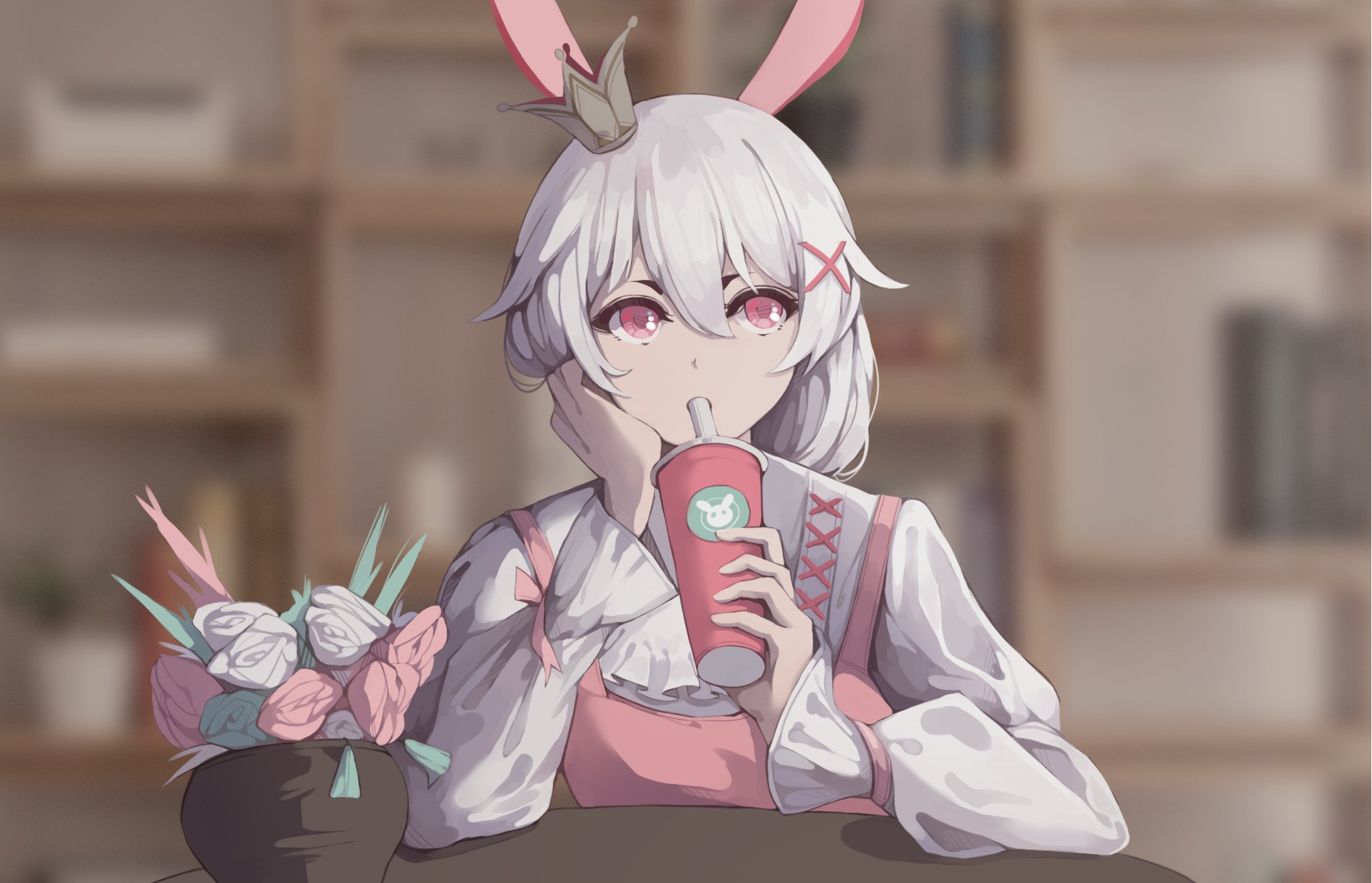 Theresa Apocalypse from Honkai Impact 3rd drinking from a cup HD Wallpaper