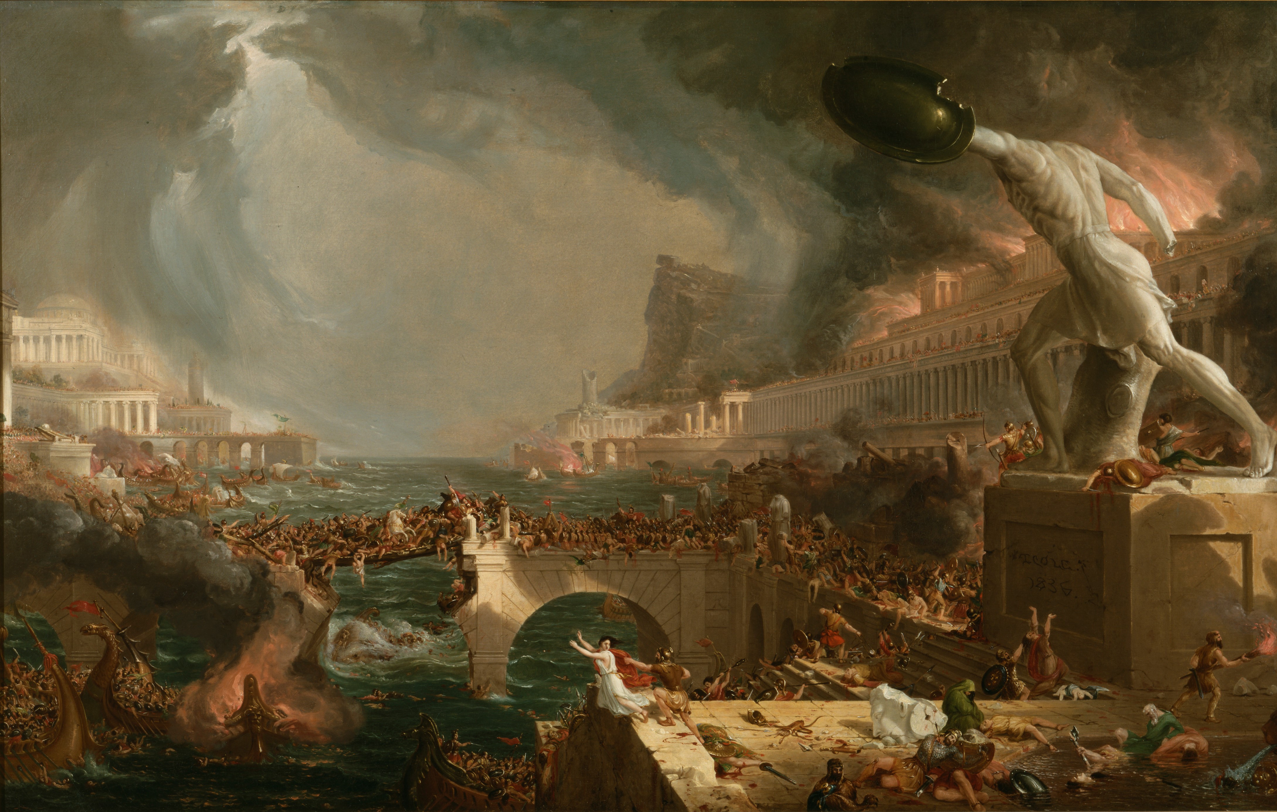 The Course of Empire: Destruction by Thomas Cole HD Wallpaper