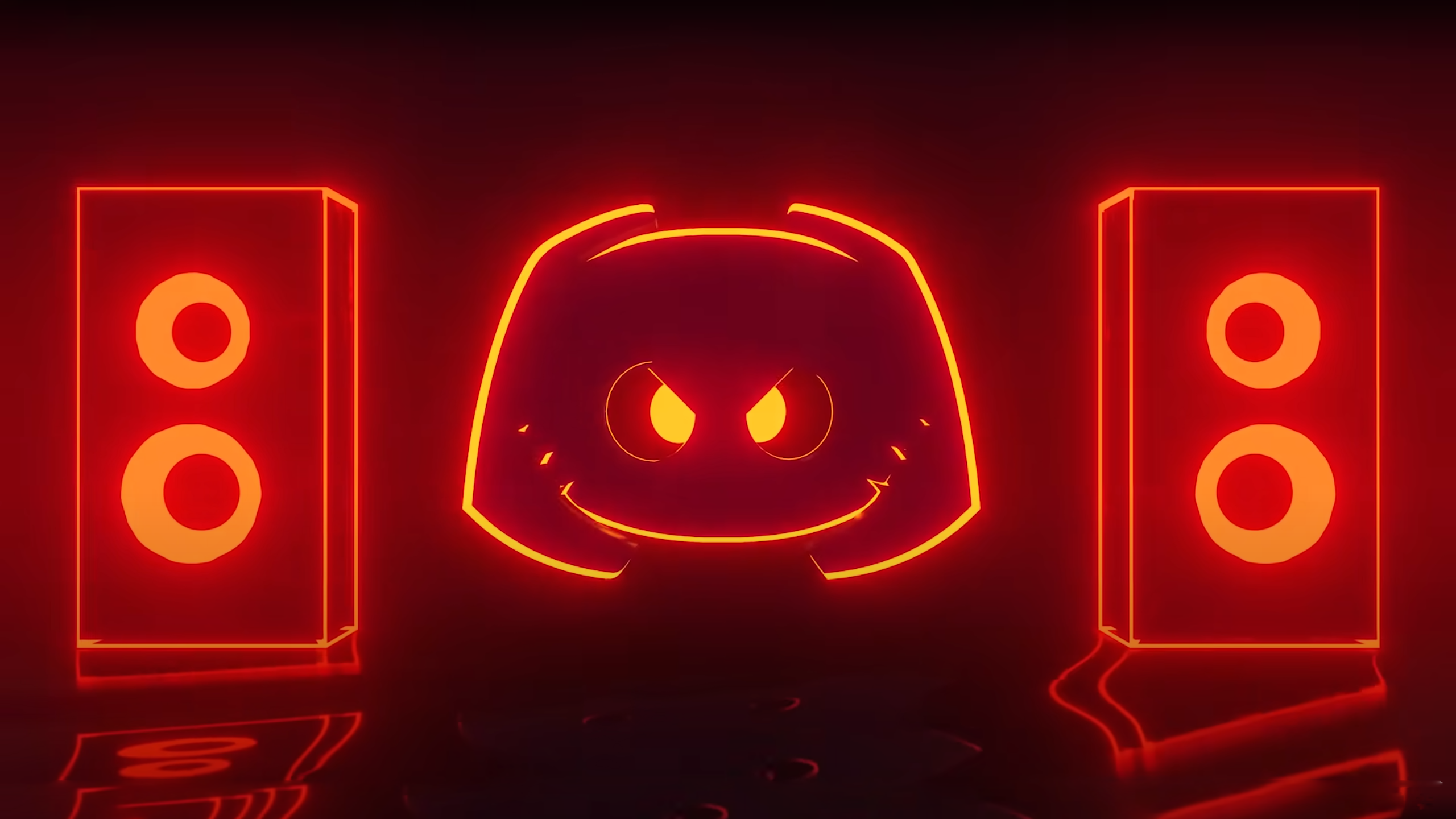 Discord logo with neon speakers HD Wallpaper