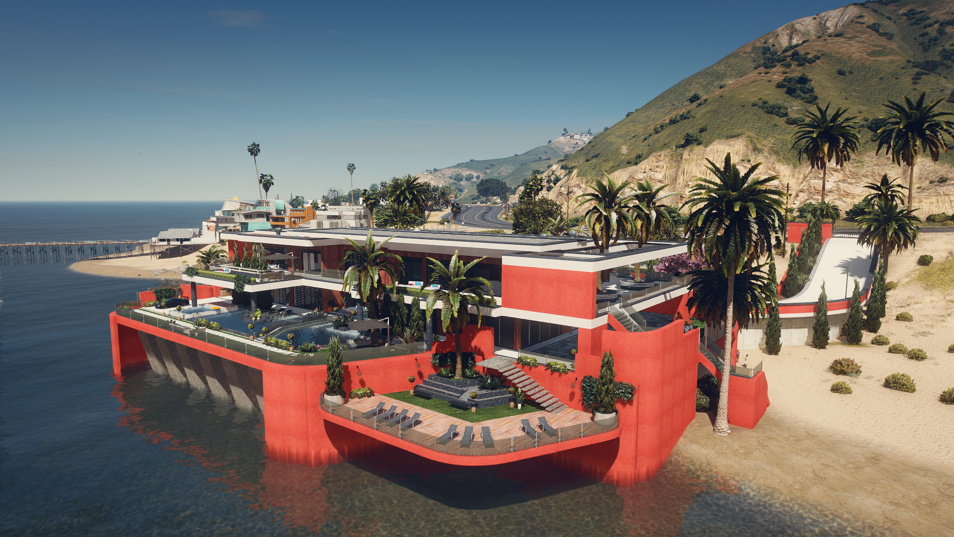 Modern mansion on the coast in Grand Theft Auto V HD Wallpaper