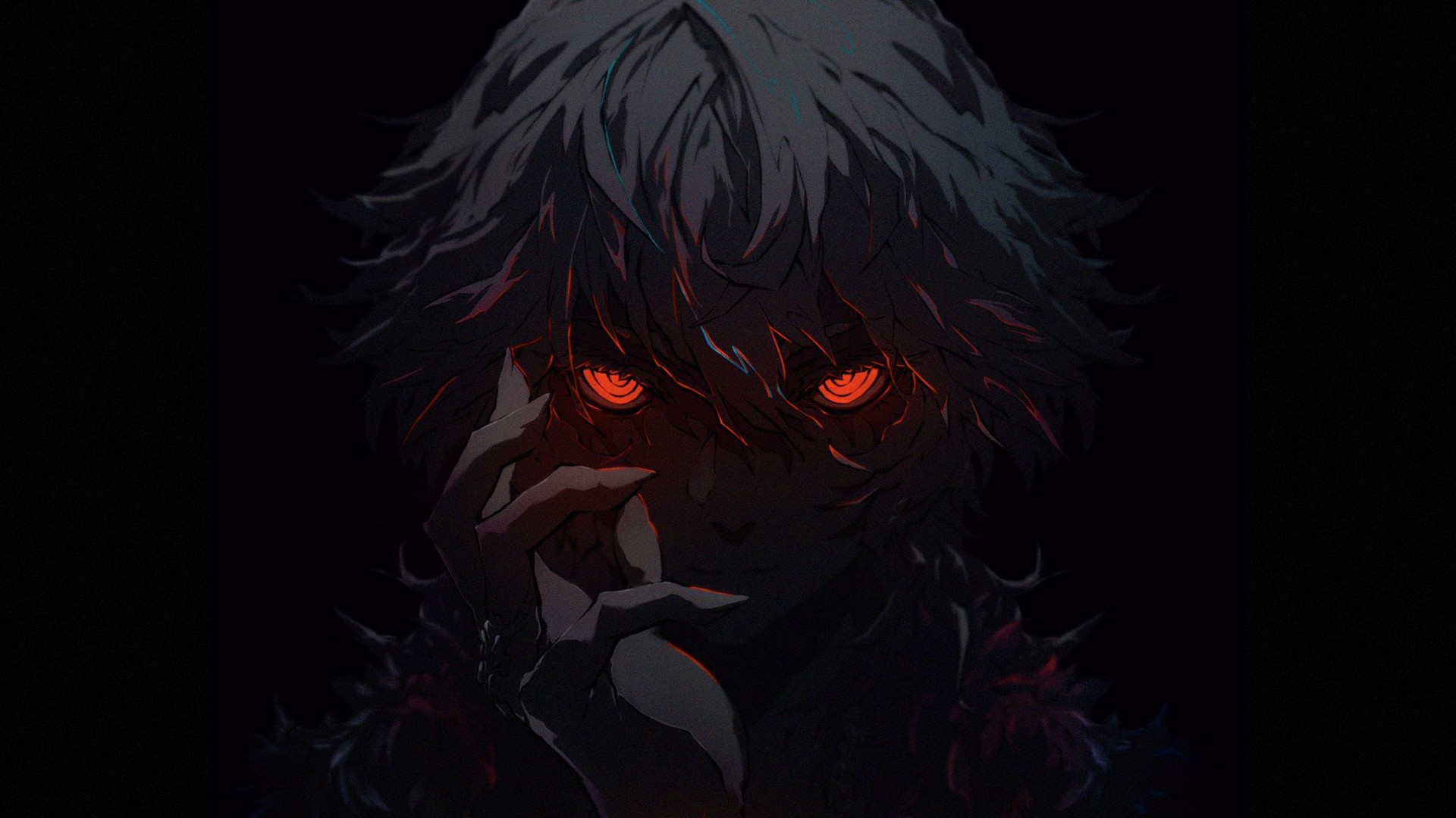 Anime character with red eyes and gray hair HD Wallpaper