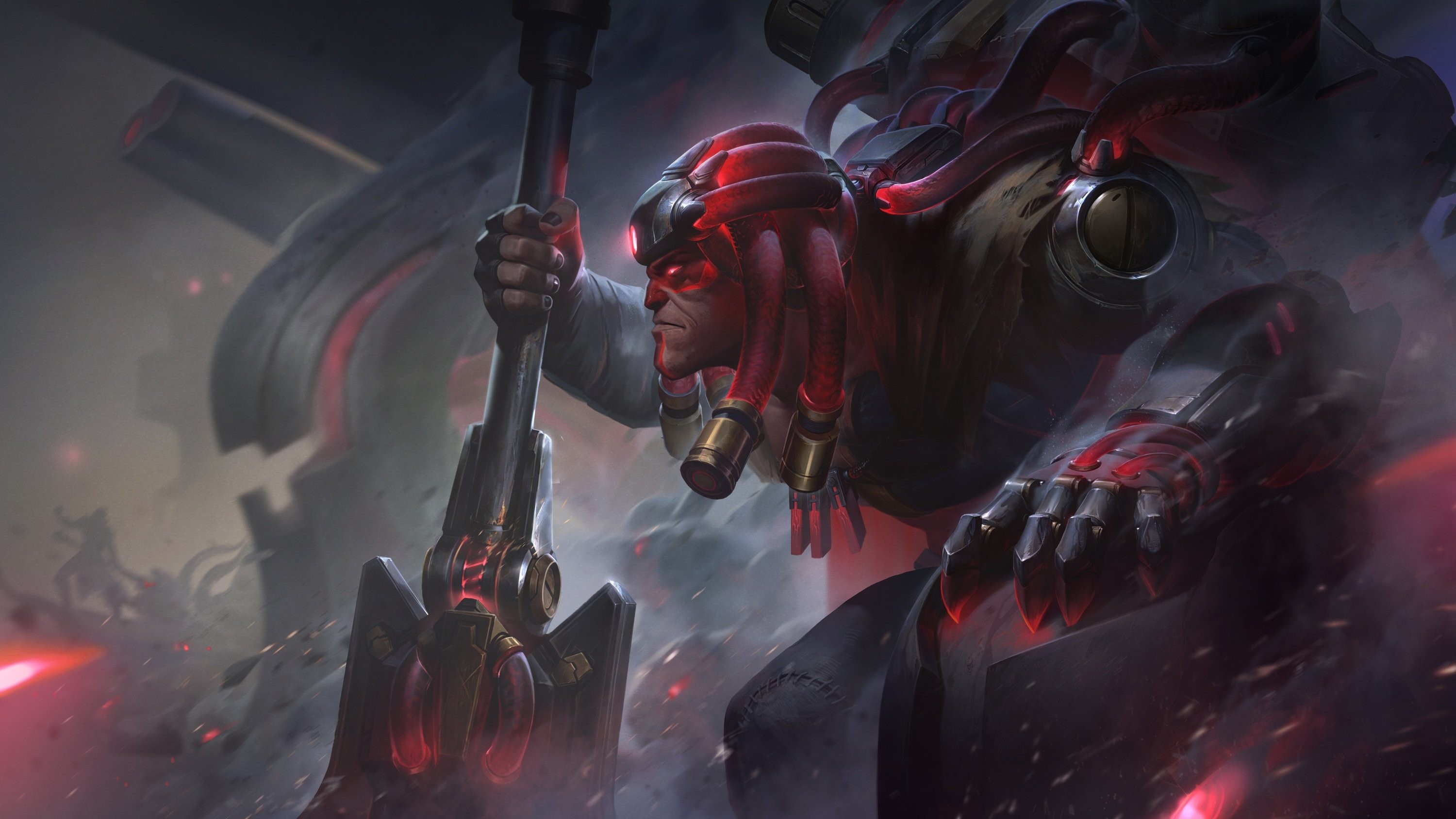 Yorick from League of Legends with a weapon HD Wallpaper