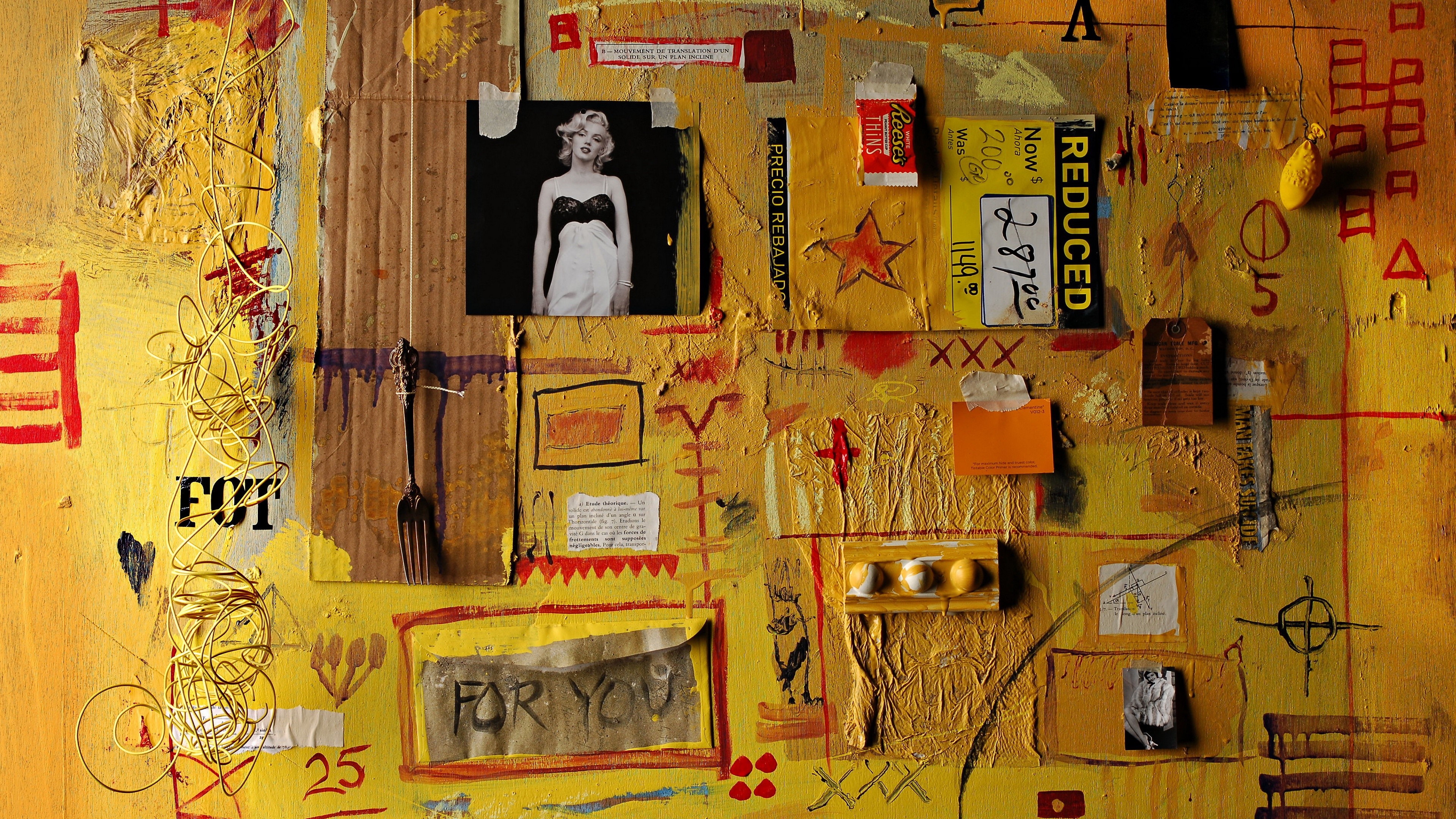 Collage artwork with Marilyn Monroe and numbers HD Wallpaper