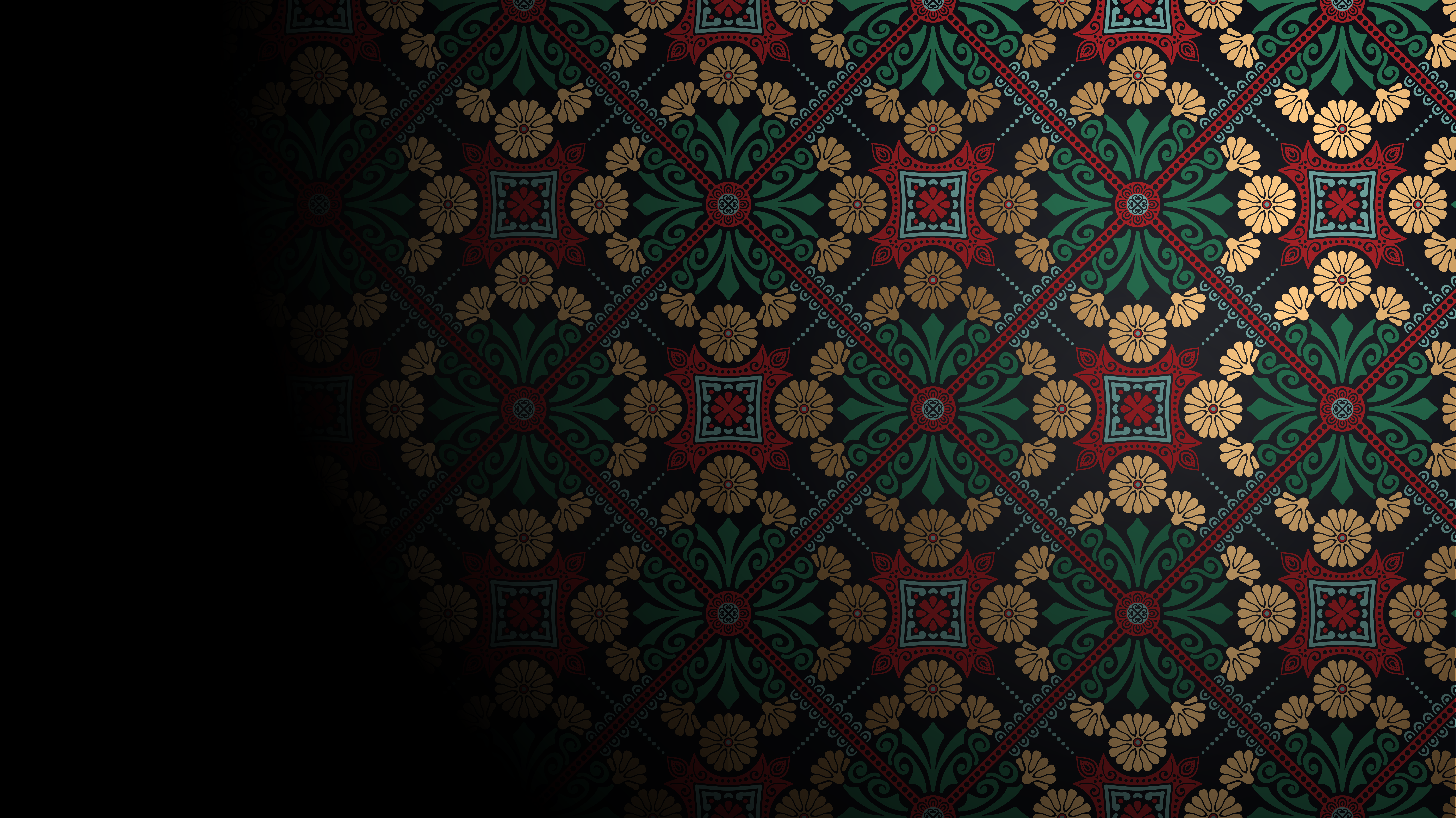 4K Art Deco Red and Green Gradient Pattern HD Wallpaper