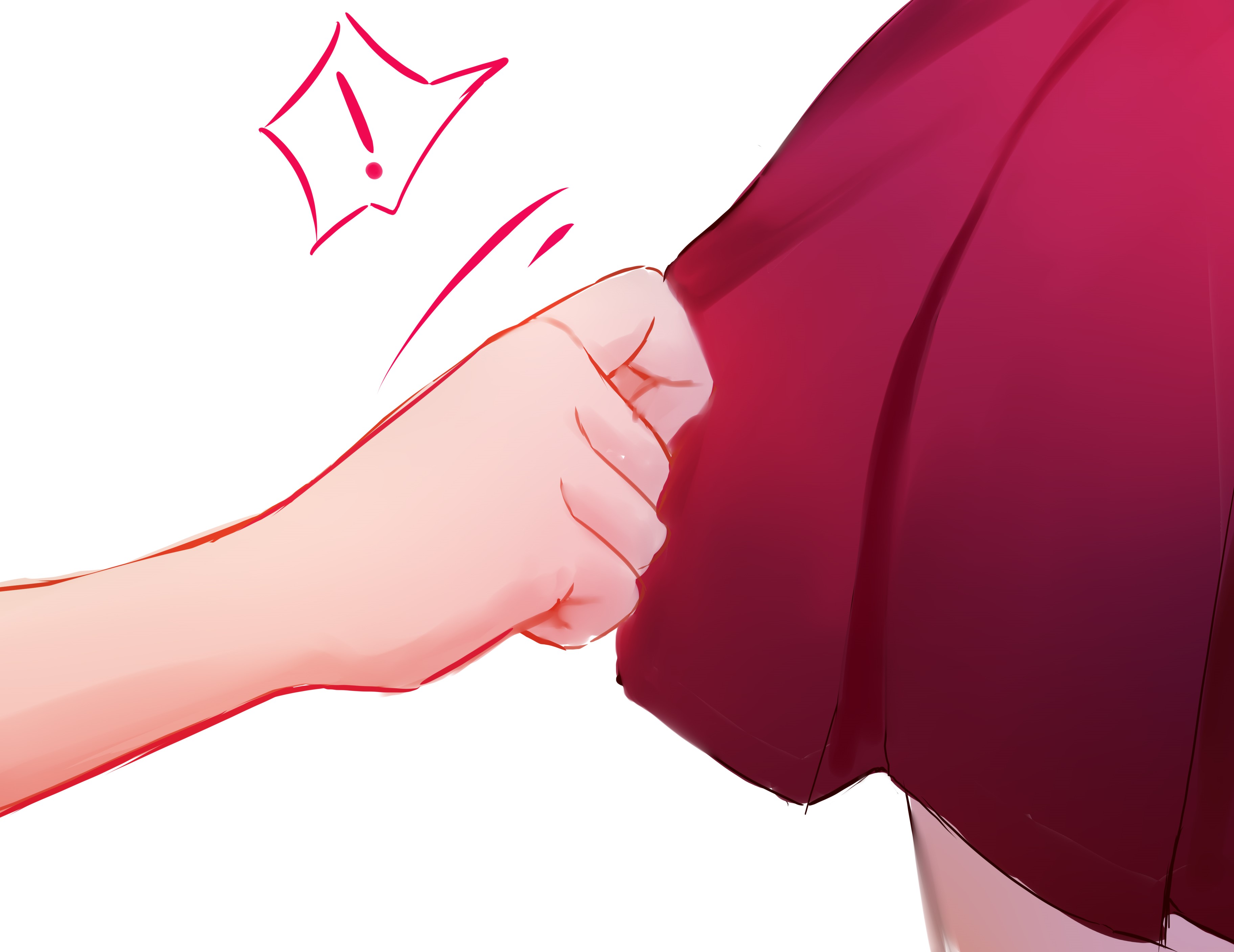 Anime girl's hand pulling a red skirt HD Wallpaper